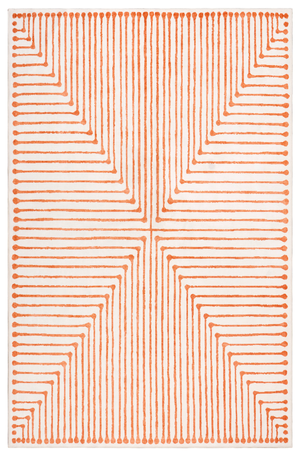 GLN Rugs Claros - Machine Washable Area Rug - Orange/Beige Home Rug