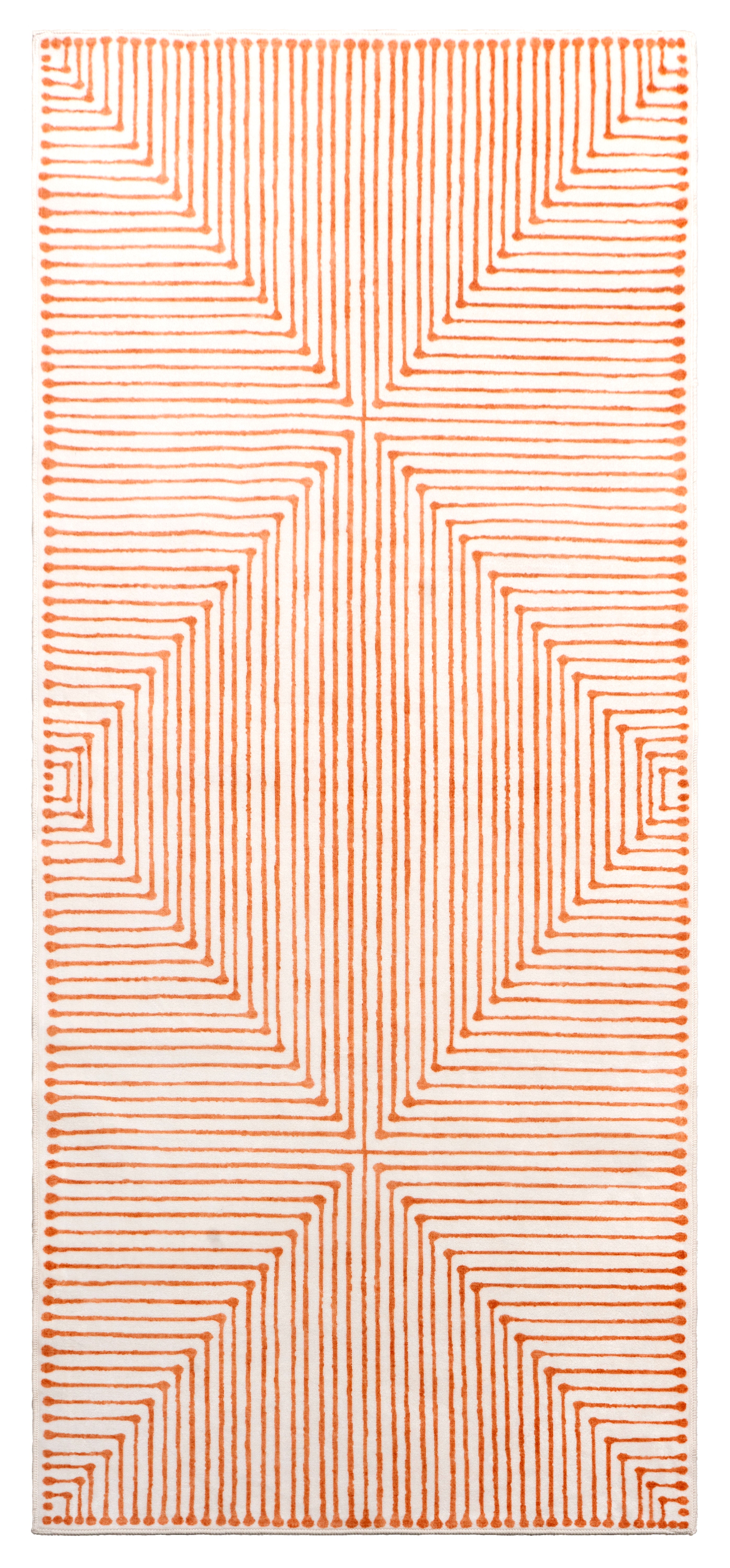 GLN Rugs Claros - Machine Washable Area Rug - Orange/Beige Home Rug
