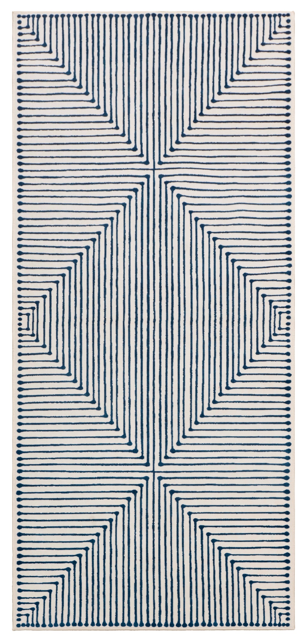 GLN Rugs Teos - Machine Washable Area Rug - Blue/Ivory Home Rug