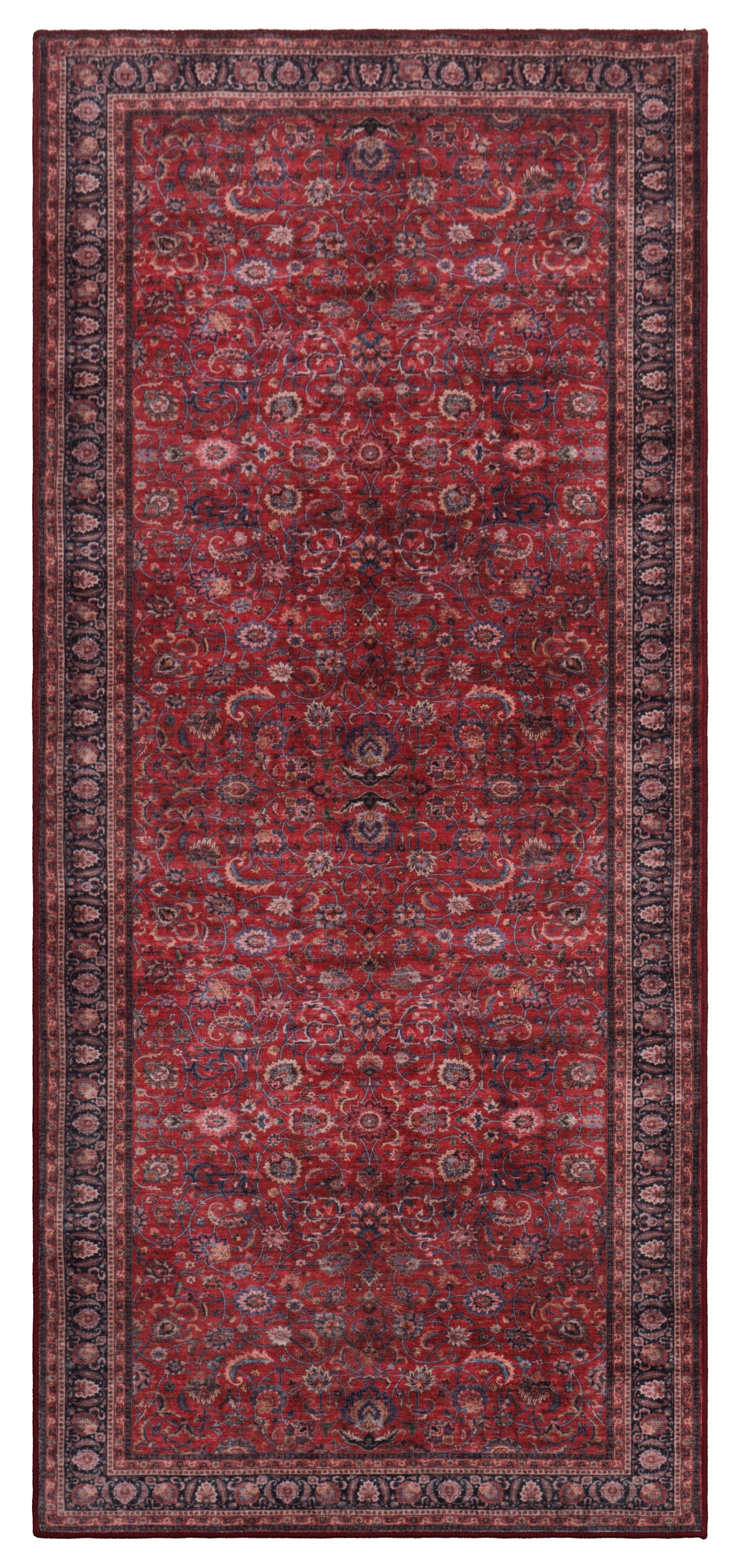 GLN Rugs Yildiz - Machine Washable Area Rug - Dark Red Home Rug