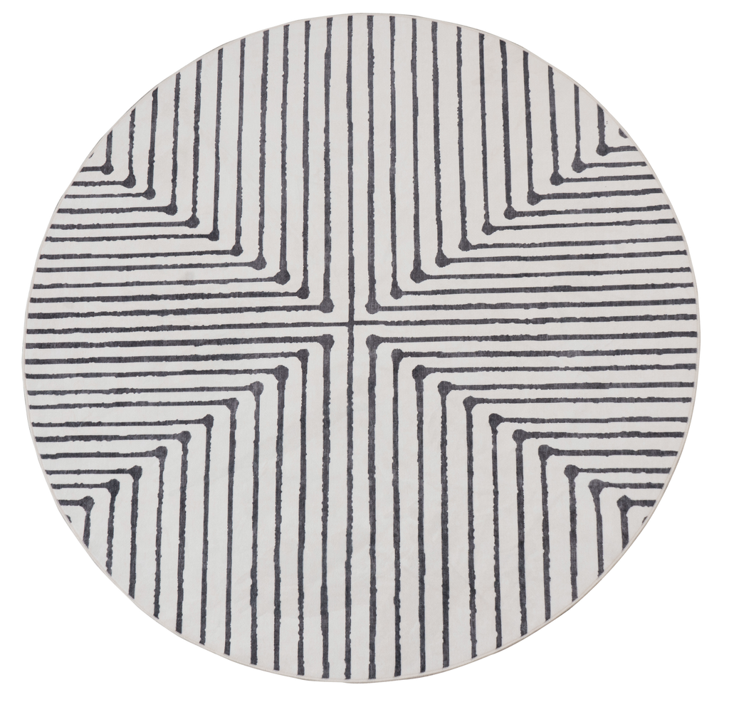 GLN Rugs Nysa - Machine Washable Area Rug - Black/Beige Home Rug