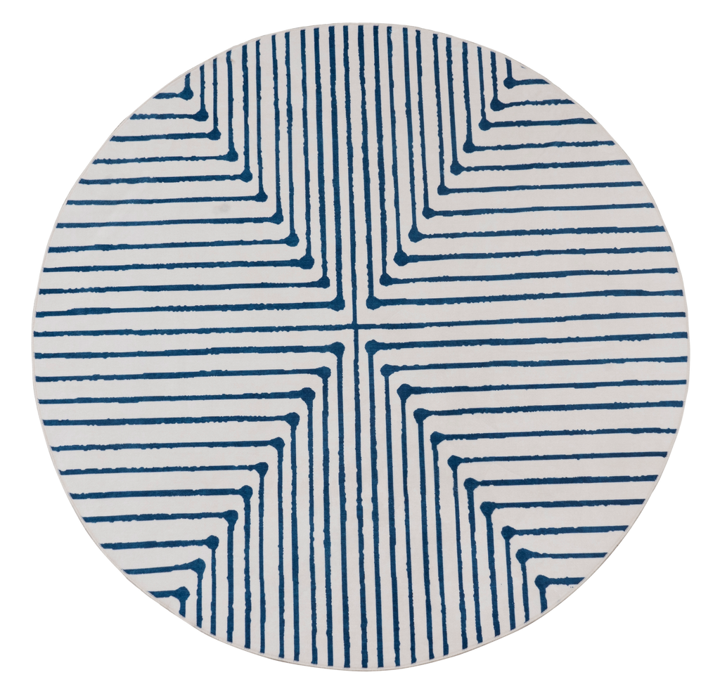 GLN Rugs Teos - Machine Washable Area Rug - Blue/Ivory Home Rug