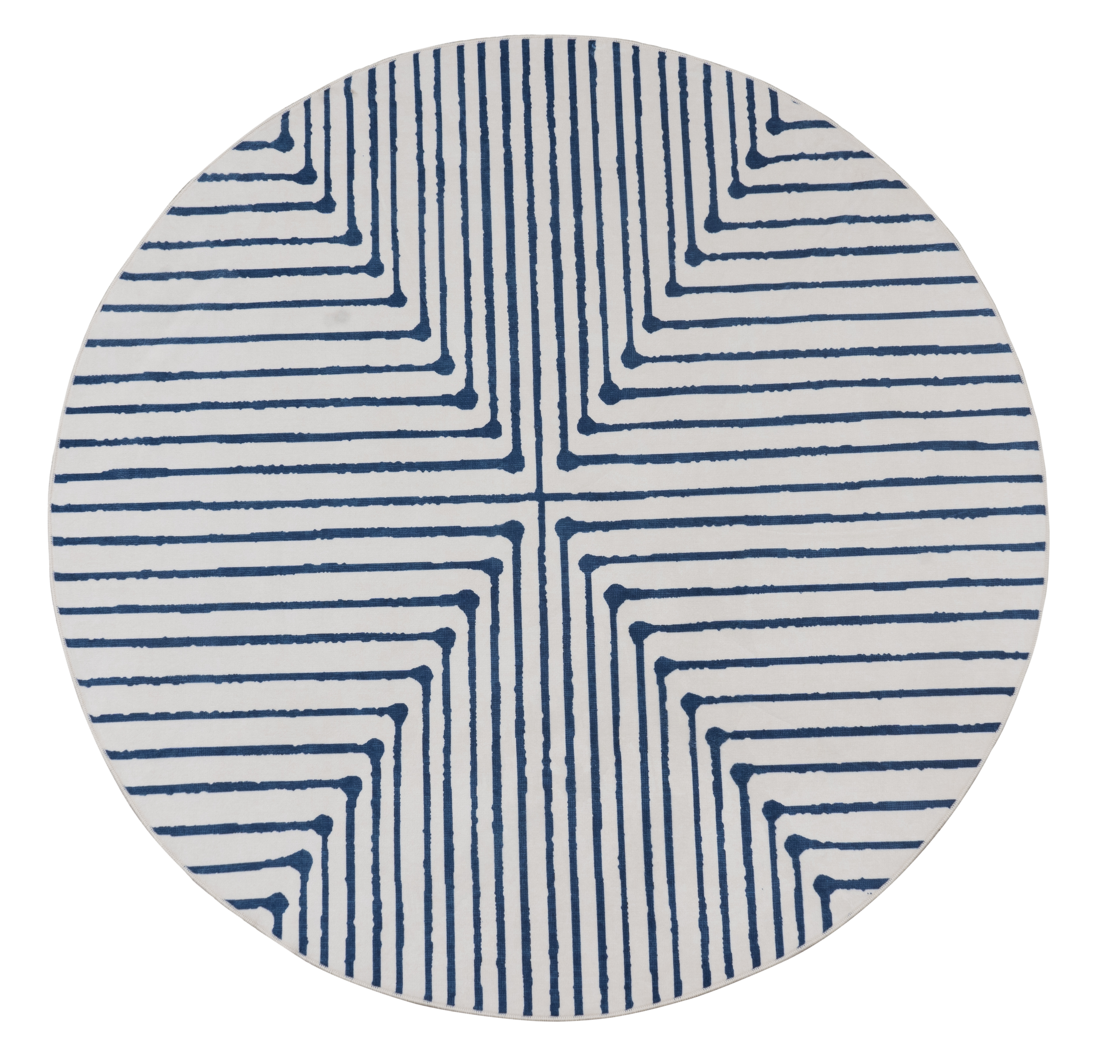 GLN Rugs Teos - Machine Washable Area Rug - Blue/Ivory Home Rug