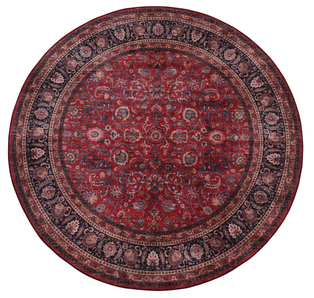 GLN Rugs Yildiz - Machine Washable Area Rug - Dark Red Home Rug