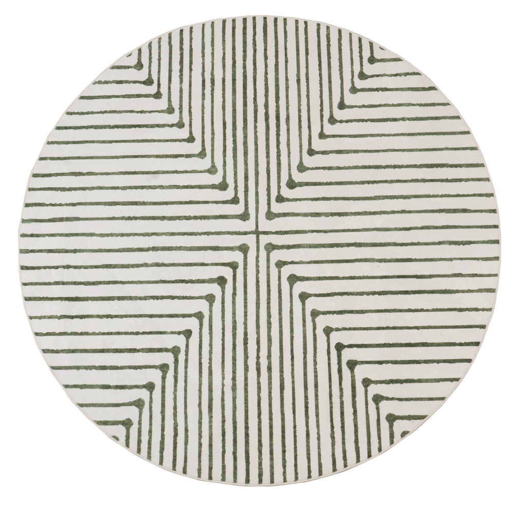 GLN Rugs Milet - Machine Washable Area Rug - Green/Beige Home Rug