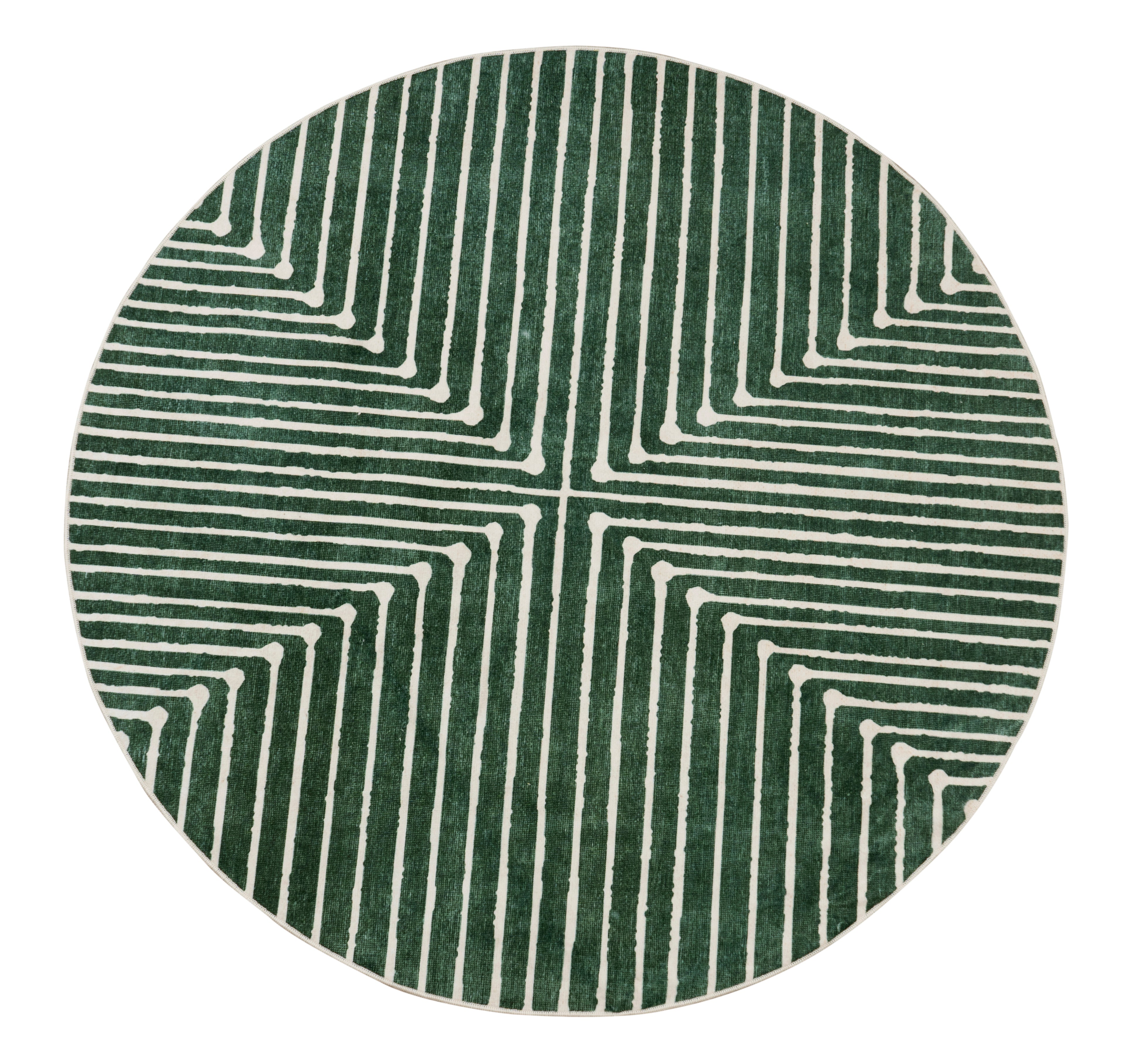 GLN Rugs Priene - Machine Washable Area Rug - Beige/Green Home Rug