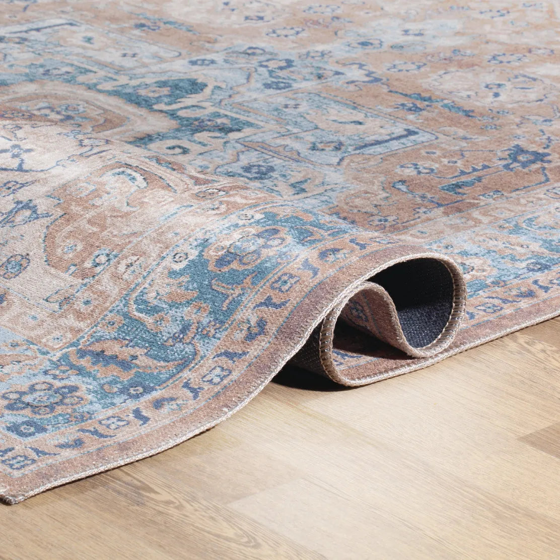 HOPA - Machine Washable Area Rug (Brown/Blue)