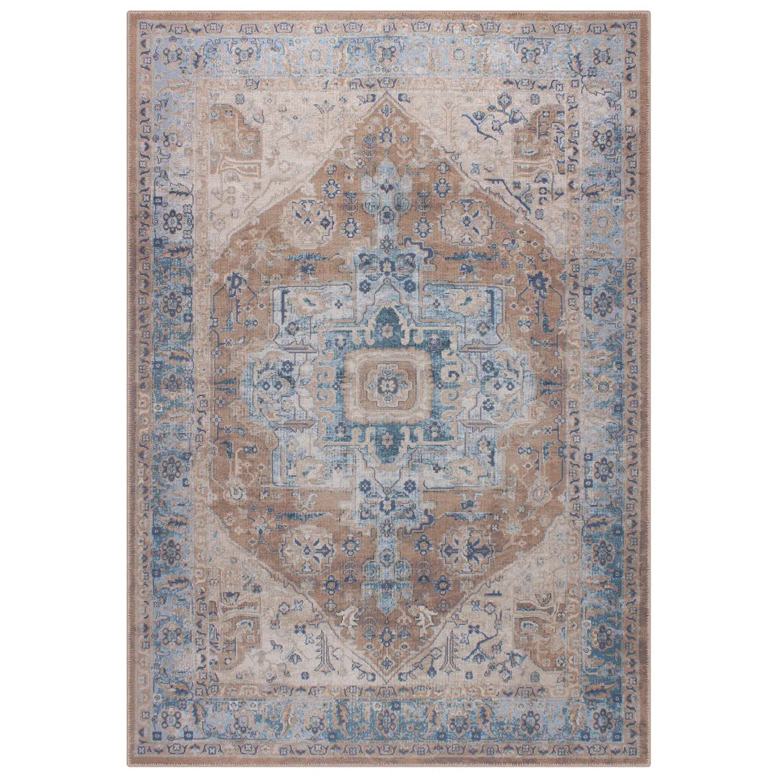 HOPA - Machine Washable Area Rug (Brown/Blue)