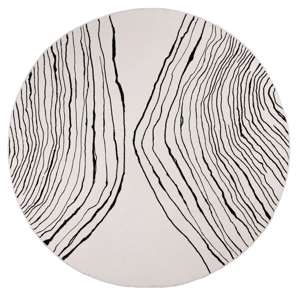 GLN Rugs Thassos - Machine Washable Area Rug - Beige/Black Home Rug