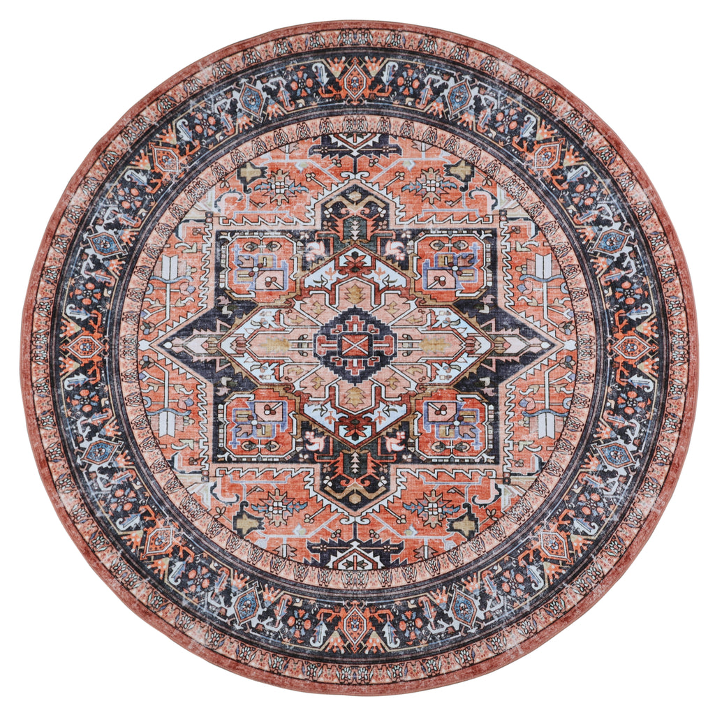 GLN Rugs Heliopolis - Machine Washable Area Rug - Terra-Black/Multicolor Home Rug