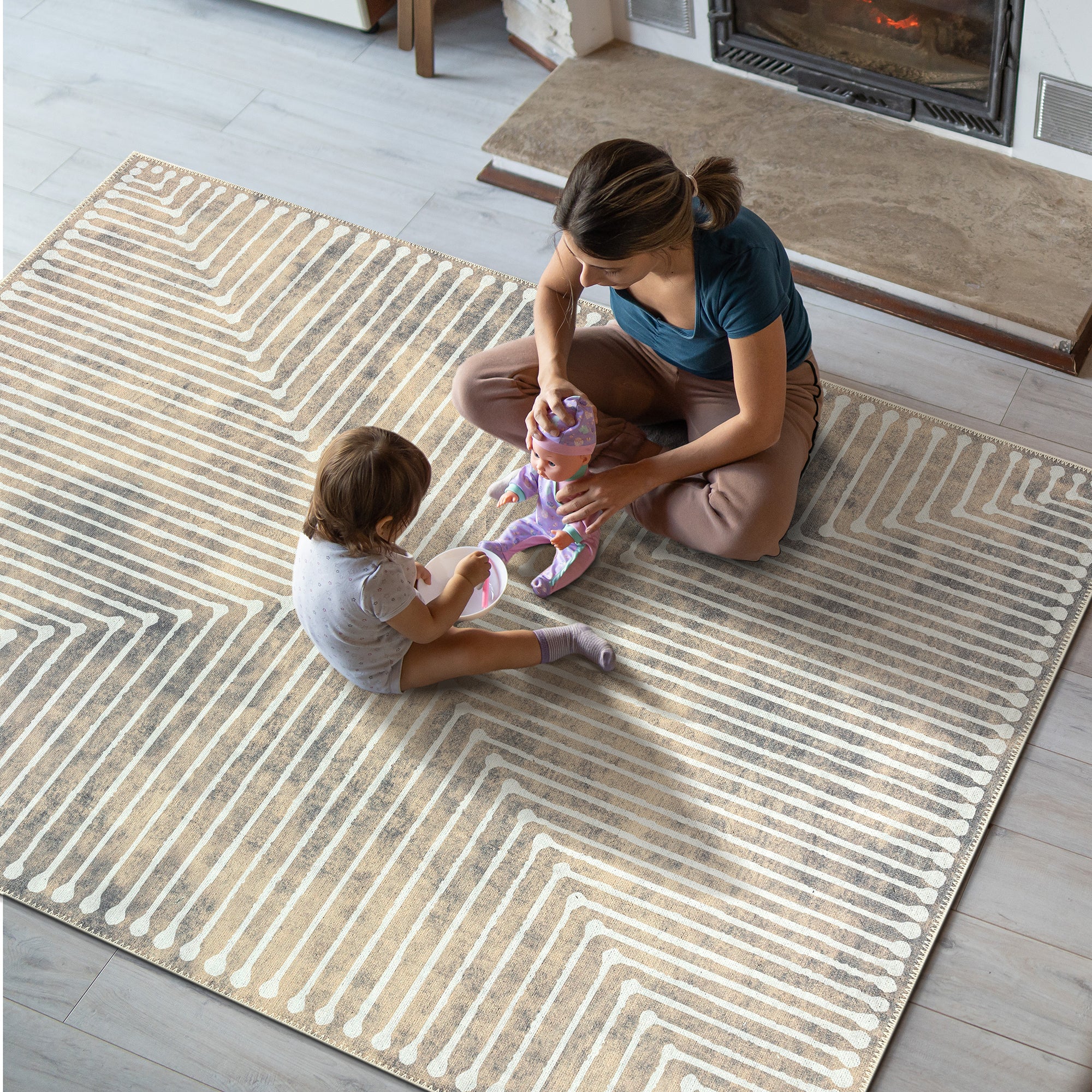 GLN Rugs Ephesus - Machine Washable Area Rug - Turkish Beige/Gray Home Rugs