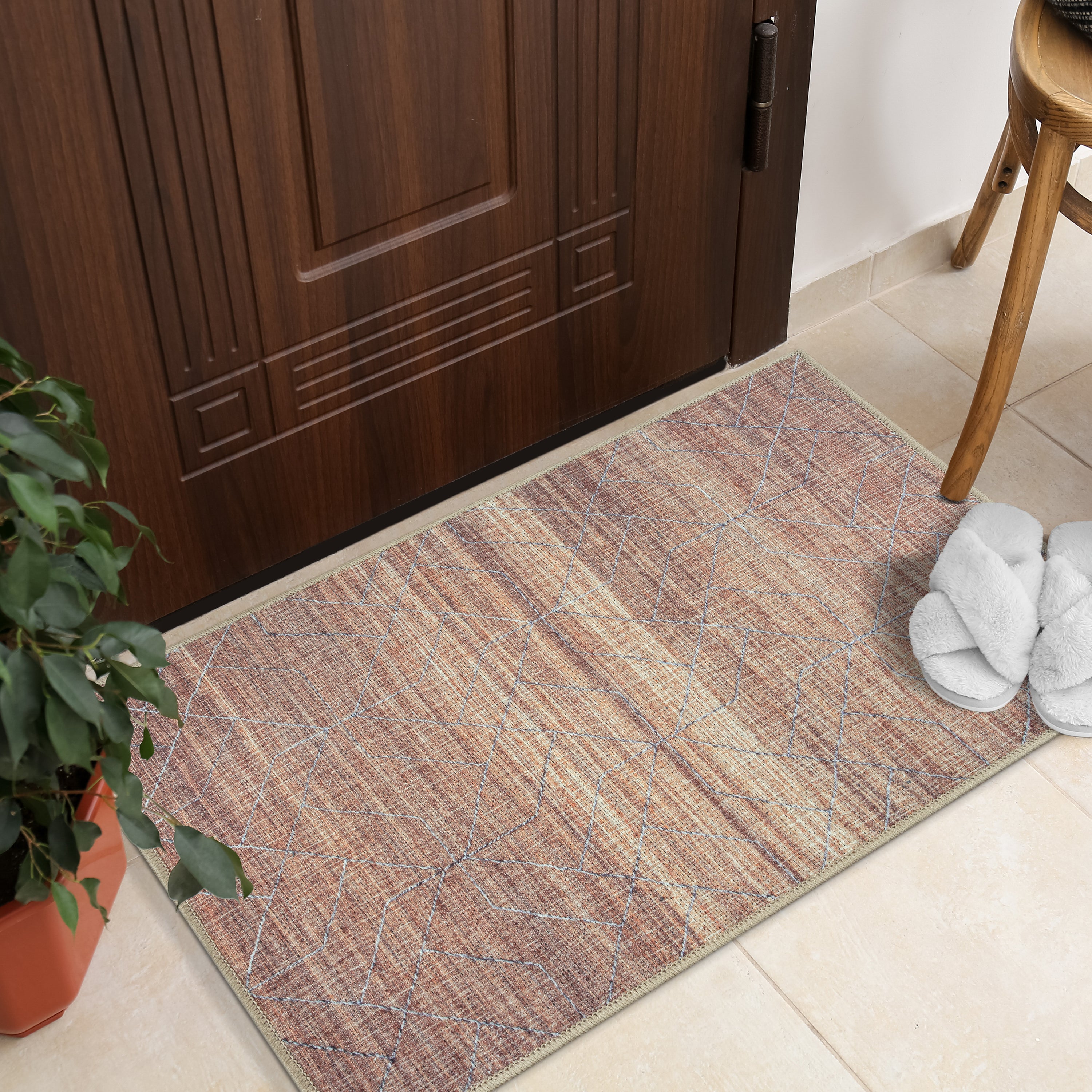 GLN Rugs Pompeii - Machine Washable Area Rug - Terra/Brown Home Rugs