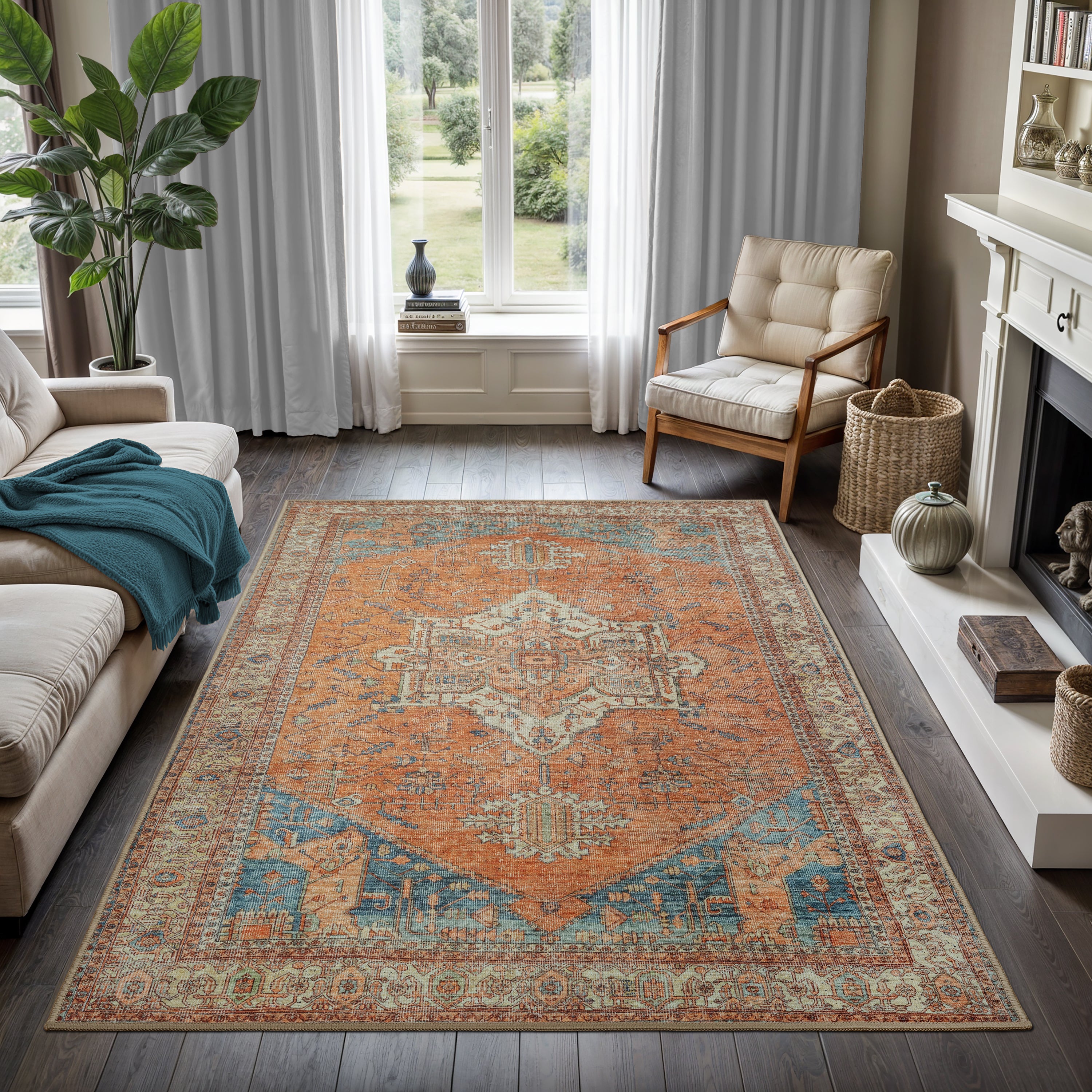 GLN Rugs Petra - Machine Washable Area Rug - Turkish Terra Home Rugs