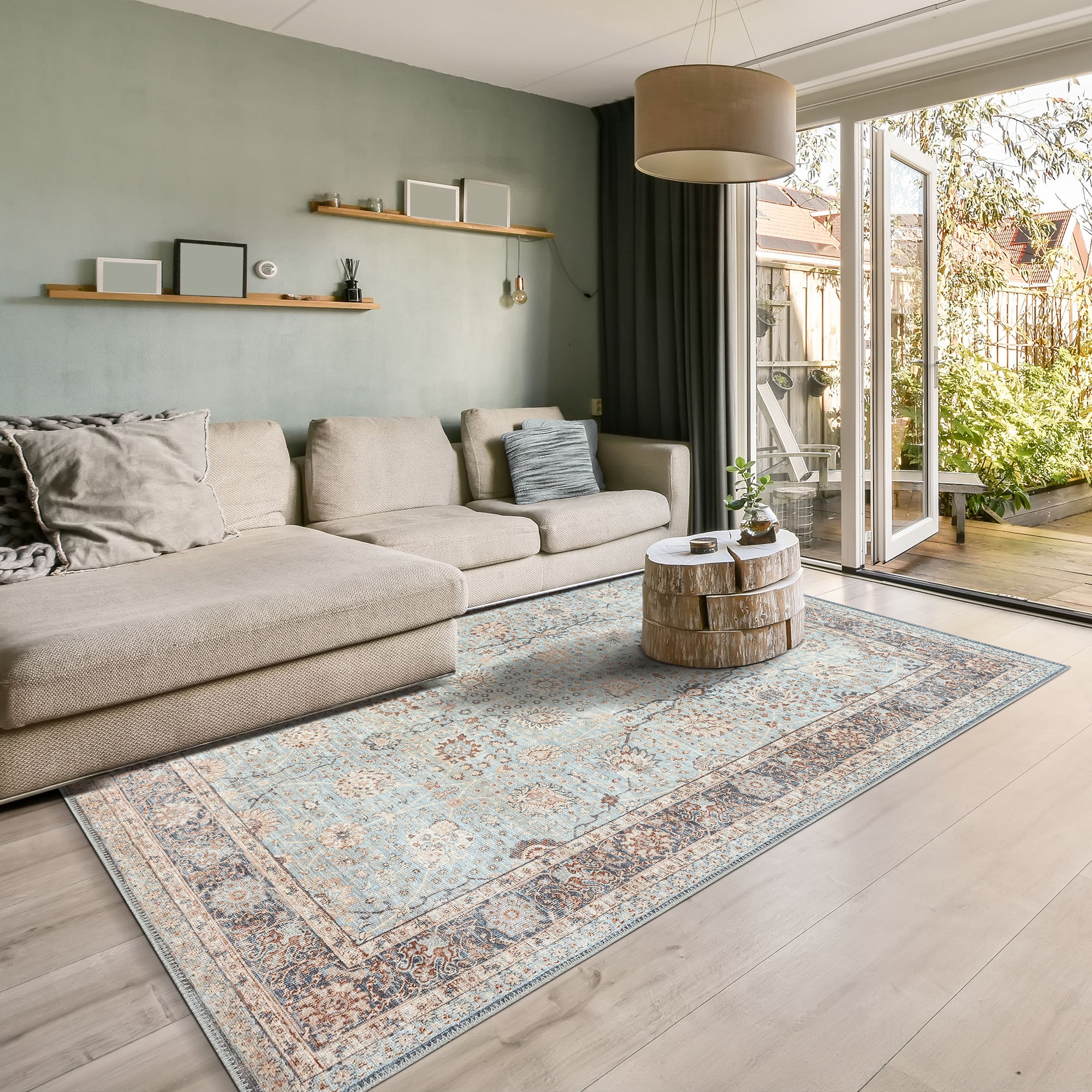 GLN Rugs Samarkand - Machine Washable Area Rug - Turkish Light Blue Home Rugs