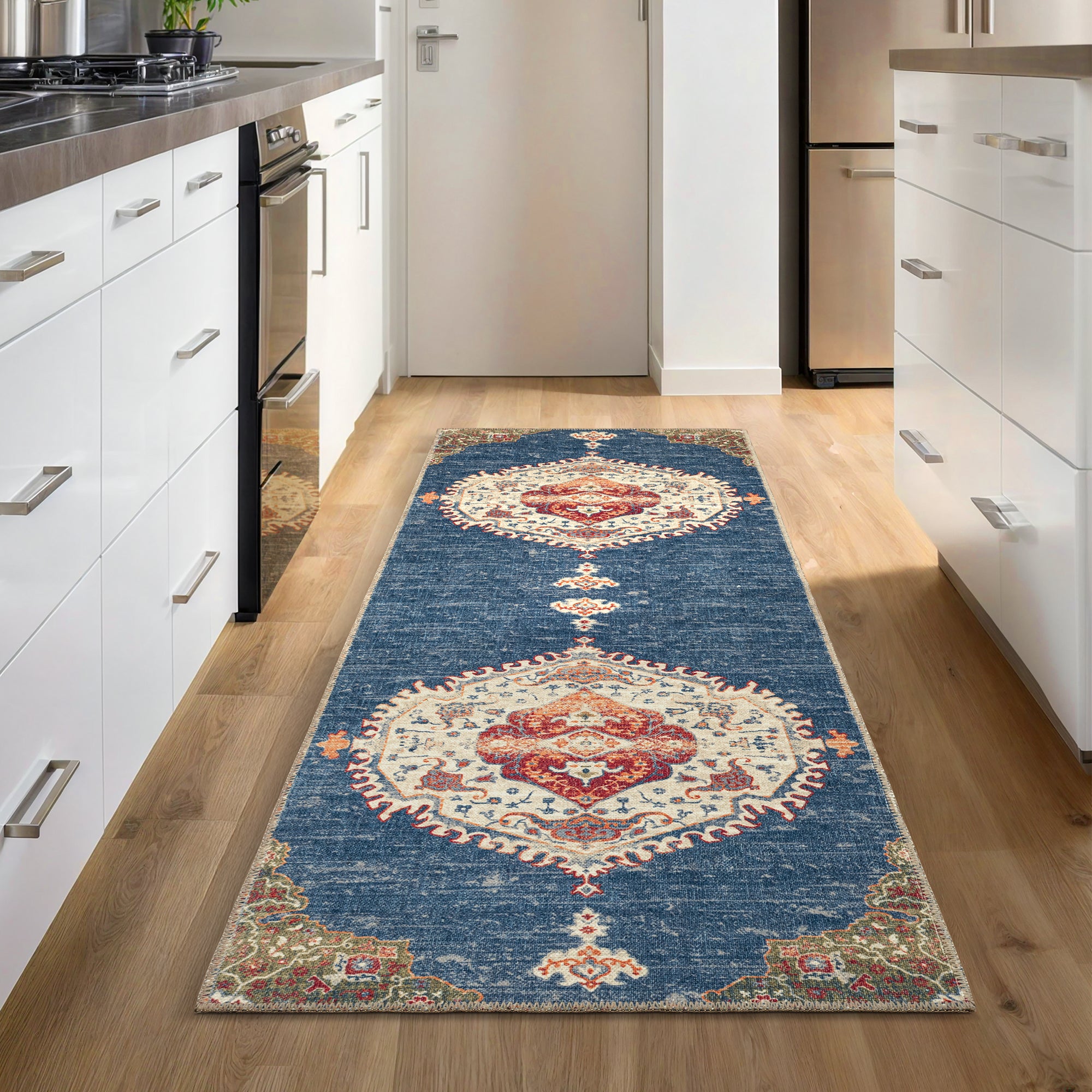 GLN Rugs Anatolium - Machine Washable Area Rug - Turkish Blue Home Rugs