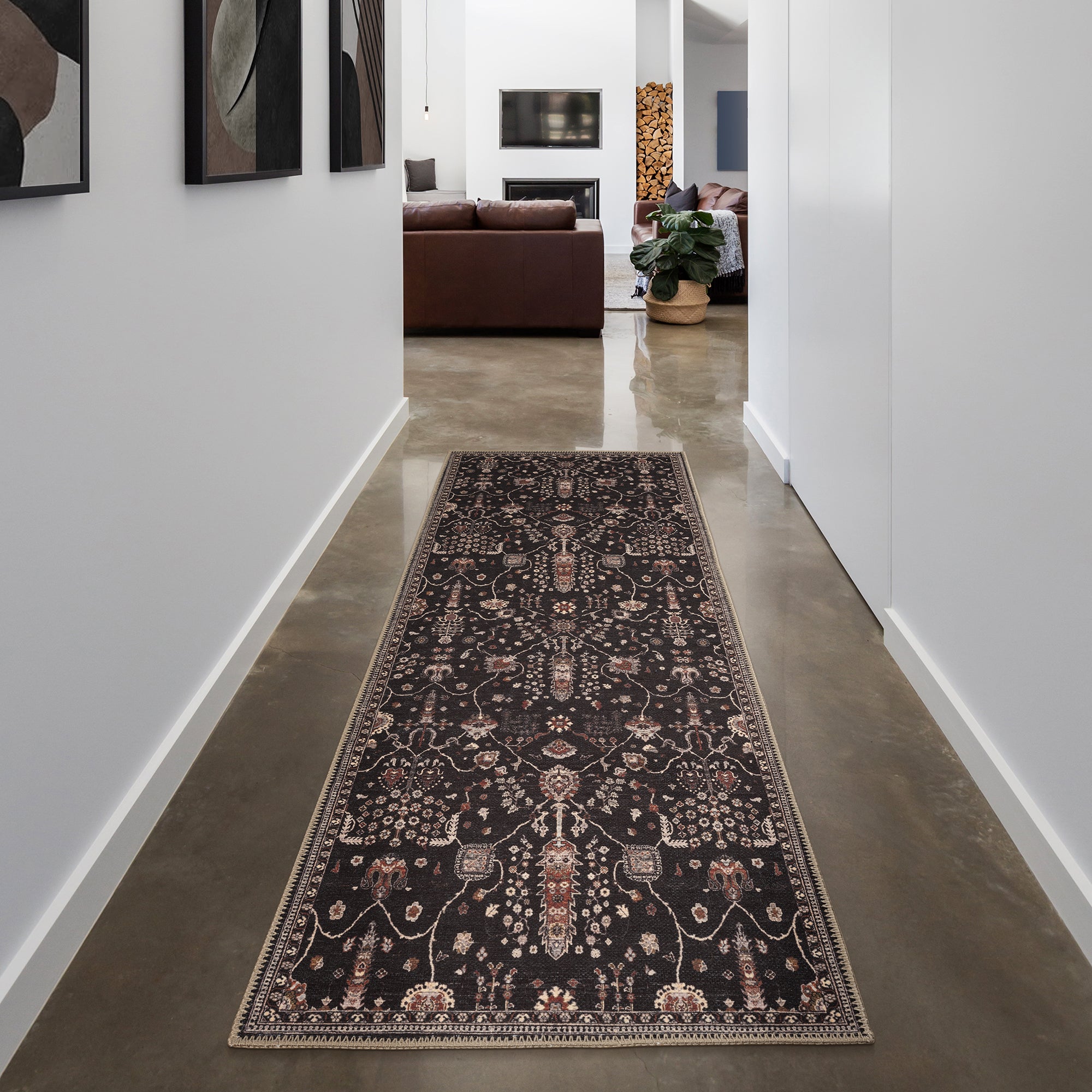 GLN Rugs Sumer - Machine Washable Area Rug - Turkish Black Home Rugs