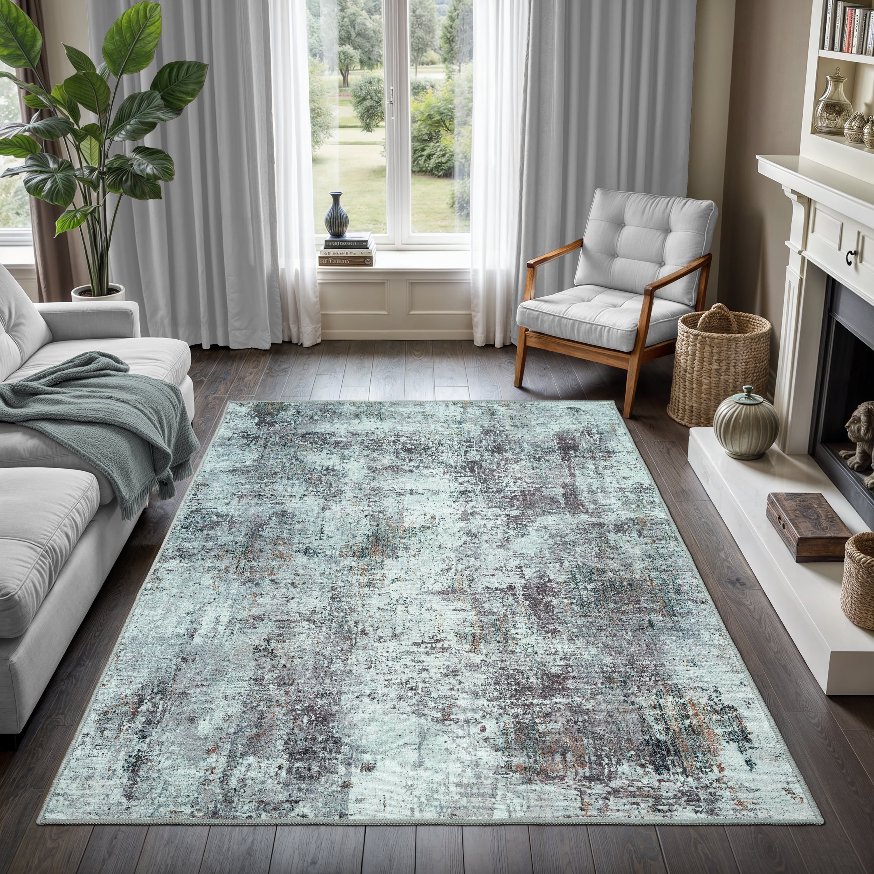 GLN Rugs Persepolis - Machine Washable Area Rug - Turkish Gray Home Rugs