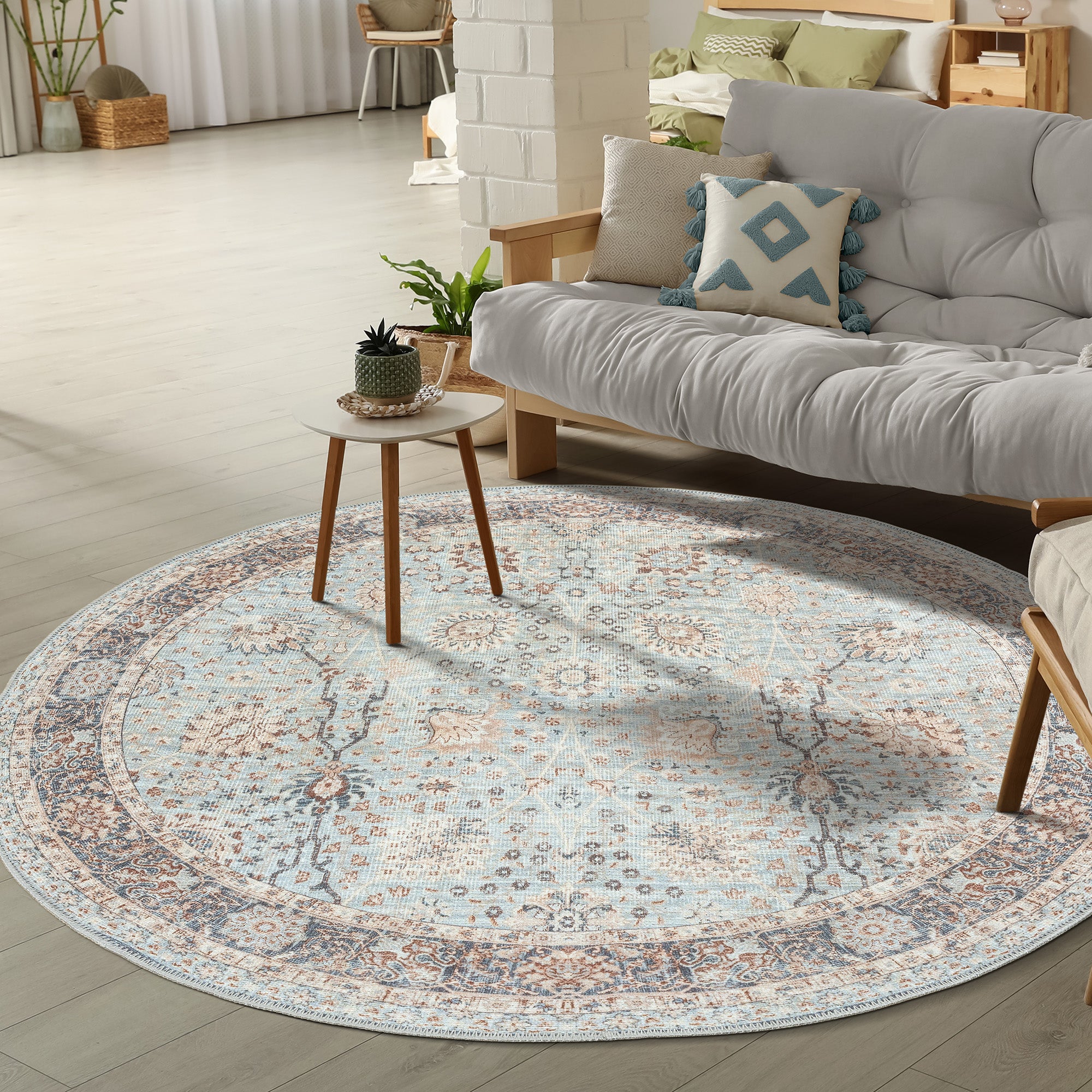 GLN Rugs Samarkand - Machine Washable Area Rug - Turkish Light Blue Home Rugs