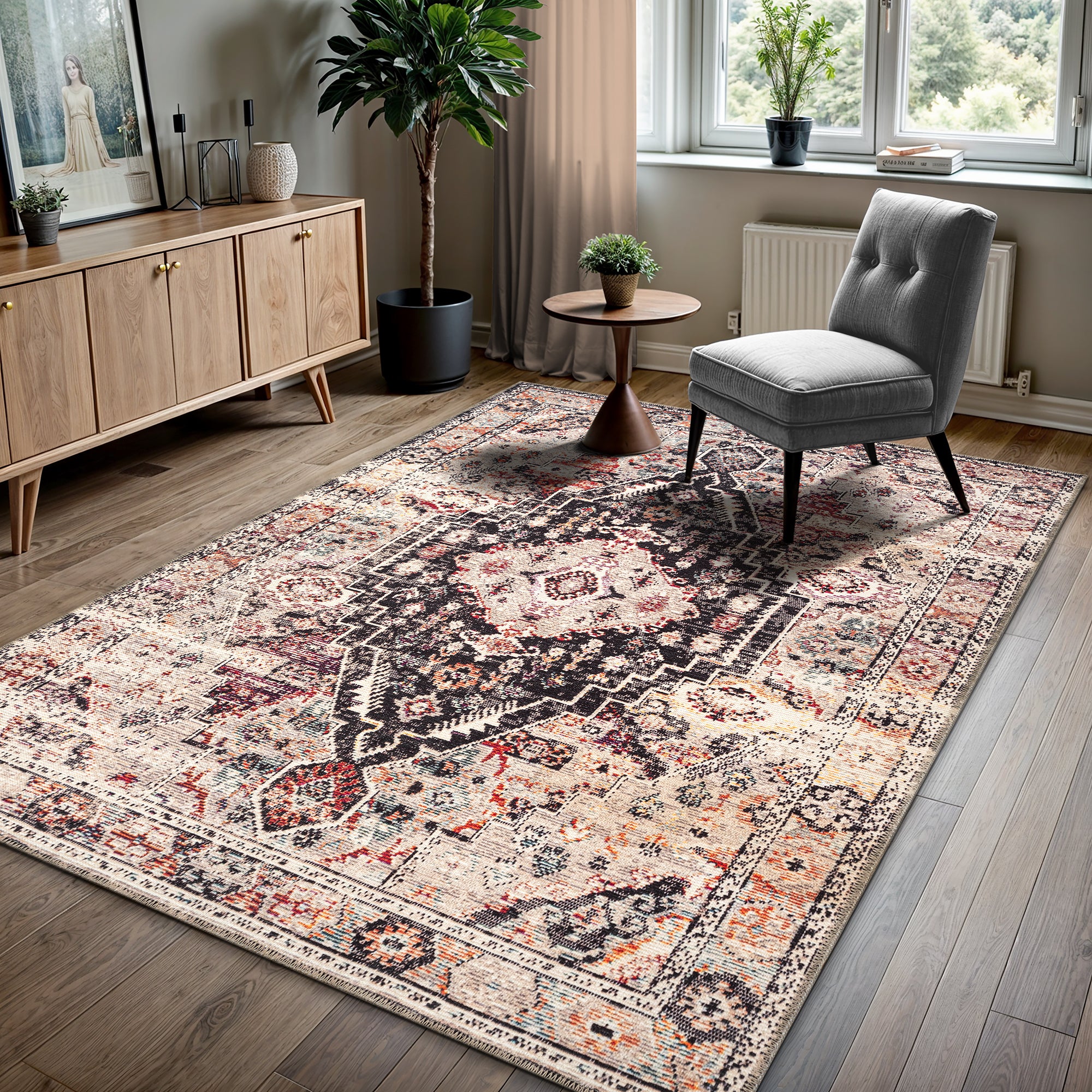 GLN Rugs Oltu - Machine Washable Area Rug - Turkish Terra/Multicolor Home Rugs