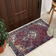 GLN Rugs Narman - Machine Washable Area Rug - Turkish Burgundy Home Rugs ikinci resim