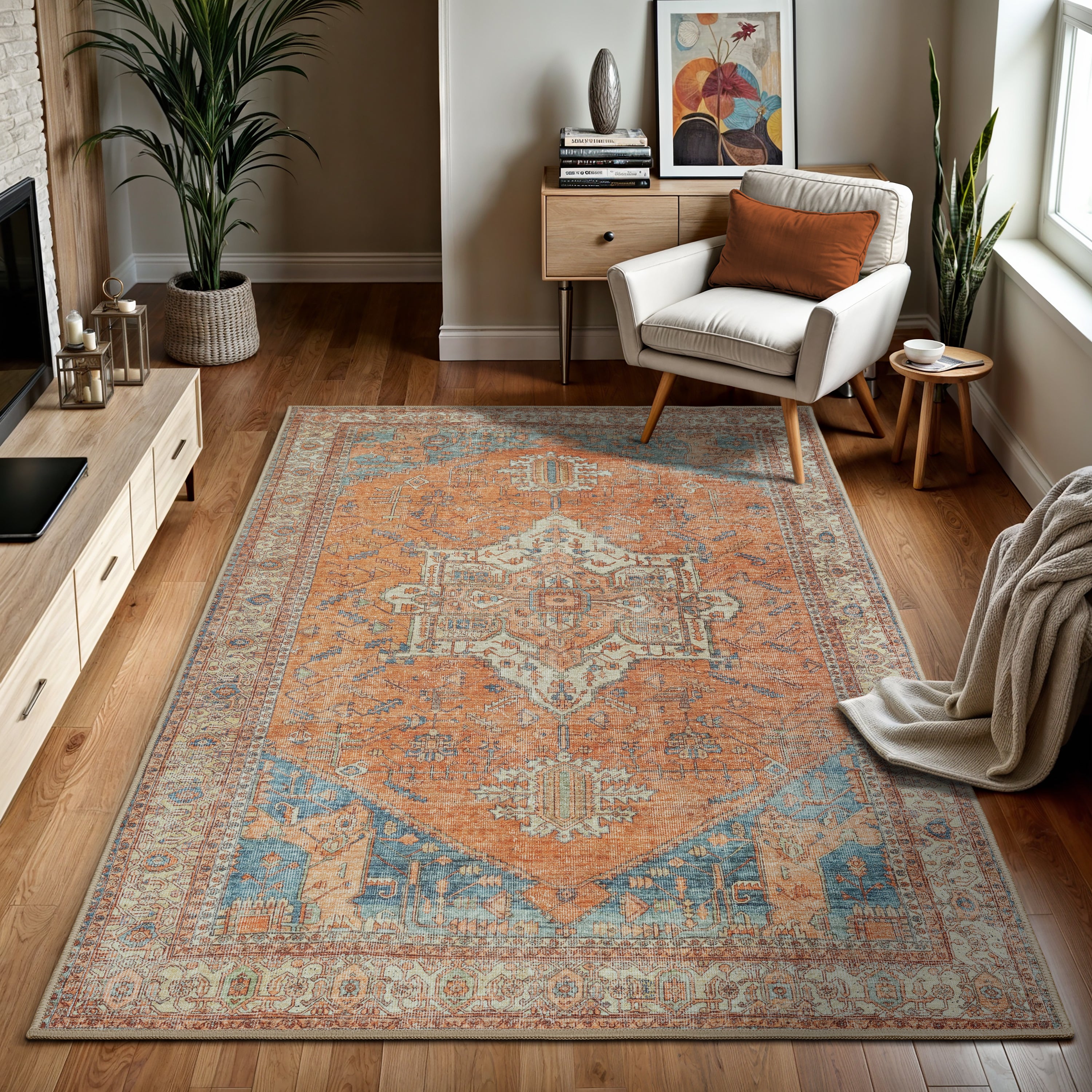 GLN Rugs Petra - Machine Washable Area Rug - Turkish Terra Home Rugs