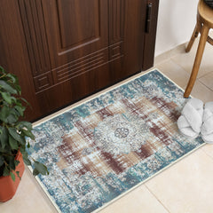 GLN Rugs Agean - Machine Washable Area Rug - Turkish Blue Home Rugs ikinci resim