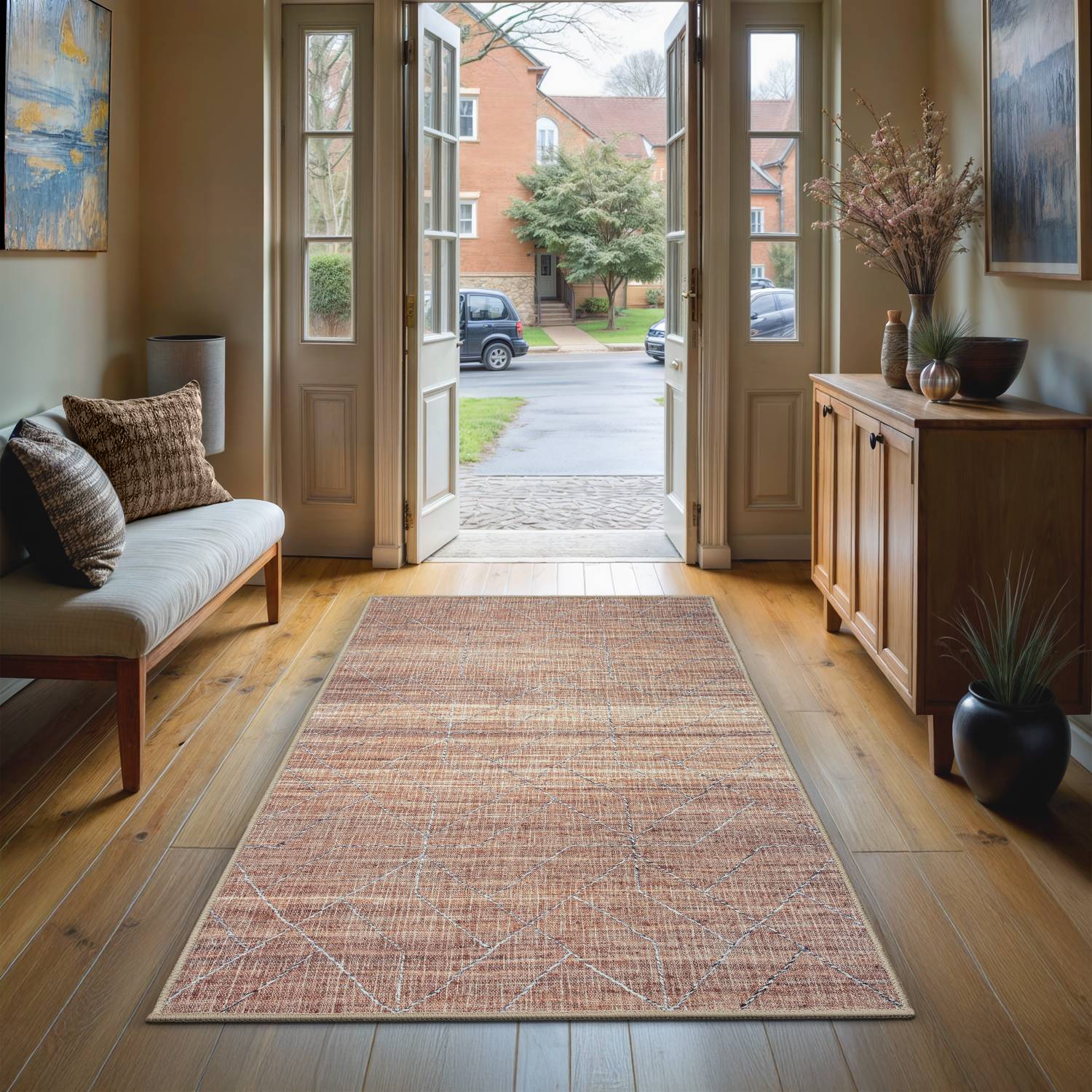 GLN Rugs Pompeii - Machine Washable Area Rug - Terra/Brown Home Rugs