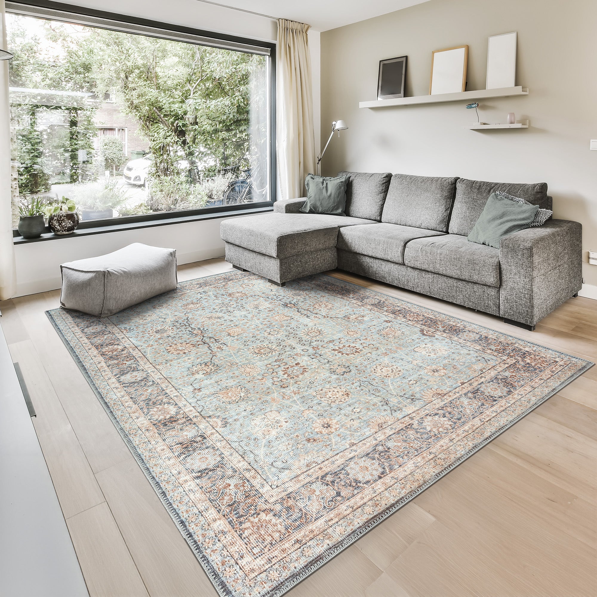 GLN Rugs Samarkand - Machine Washable Area Rug - Turkish Light Blue Home Rugs