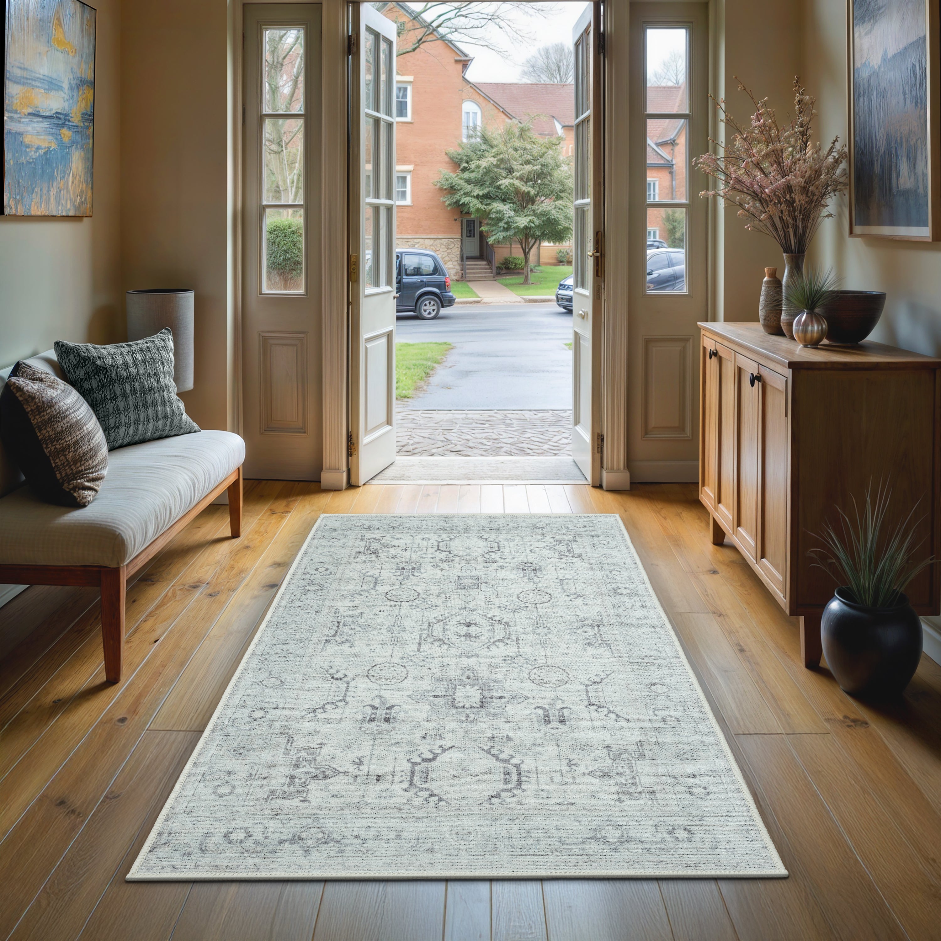 GLN Rugs Palmyra - Machine Washable Area Rug - Turkish Gray Home Rugs