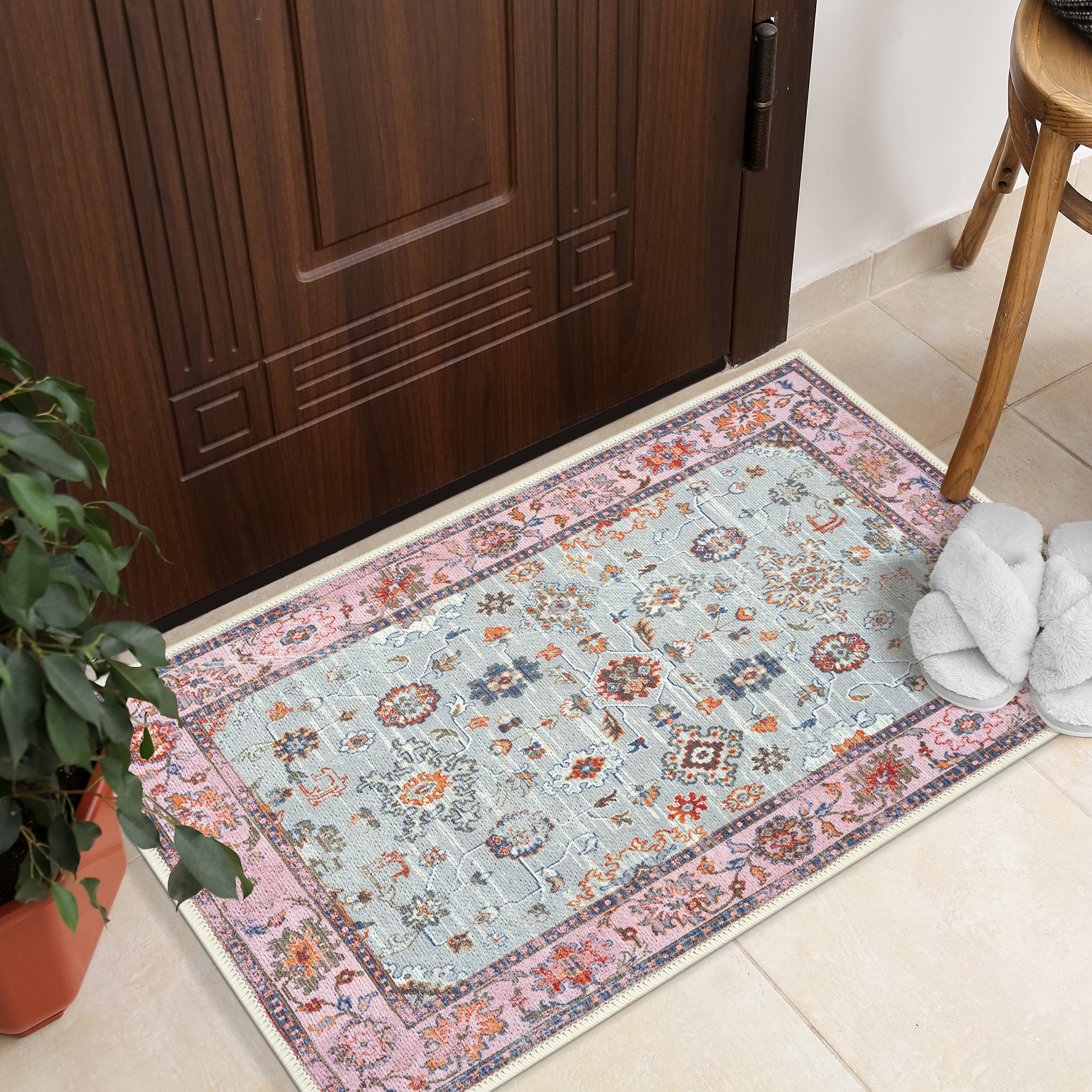 GLN Rugs Ayder - Machine Washable Area Rug - Turkish Pink Home Rugs