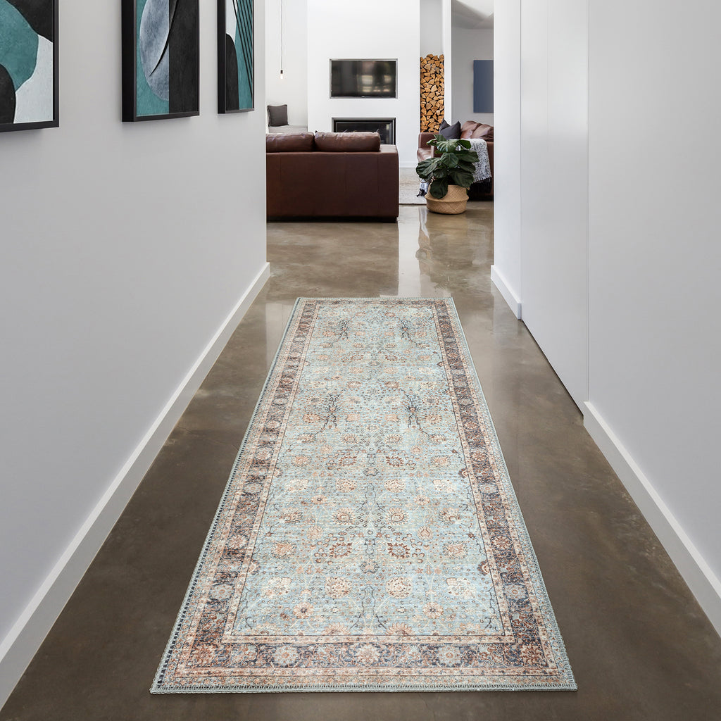 GLN Rugs Samarkand - Machine Washable Area Rug - Turkish Light Blue Home Rugs