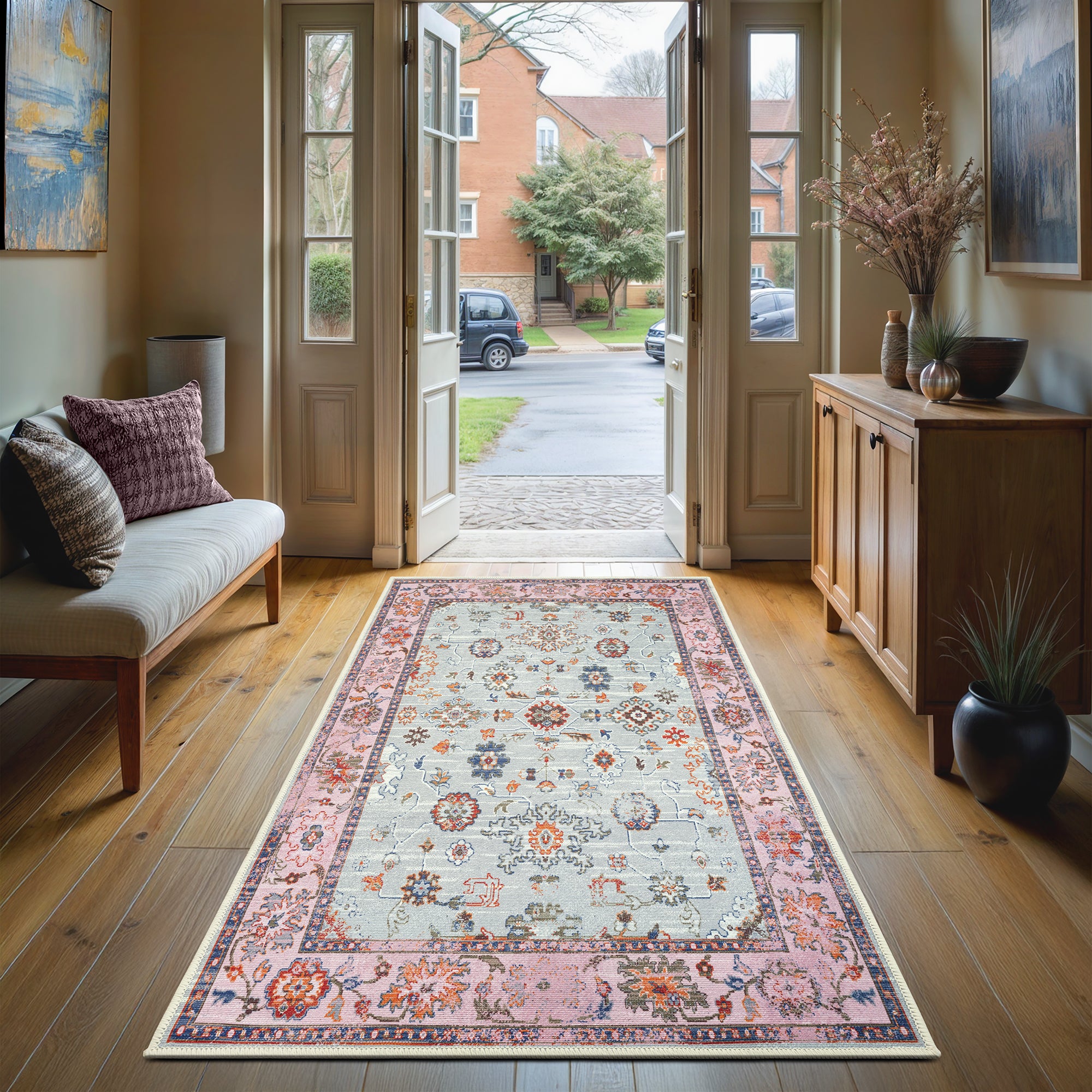 GLN Rugs Ayder - Machine Washable Area Rug - Turkish Pink Home Rugs