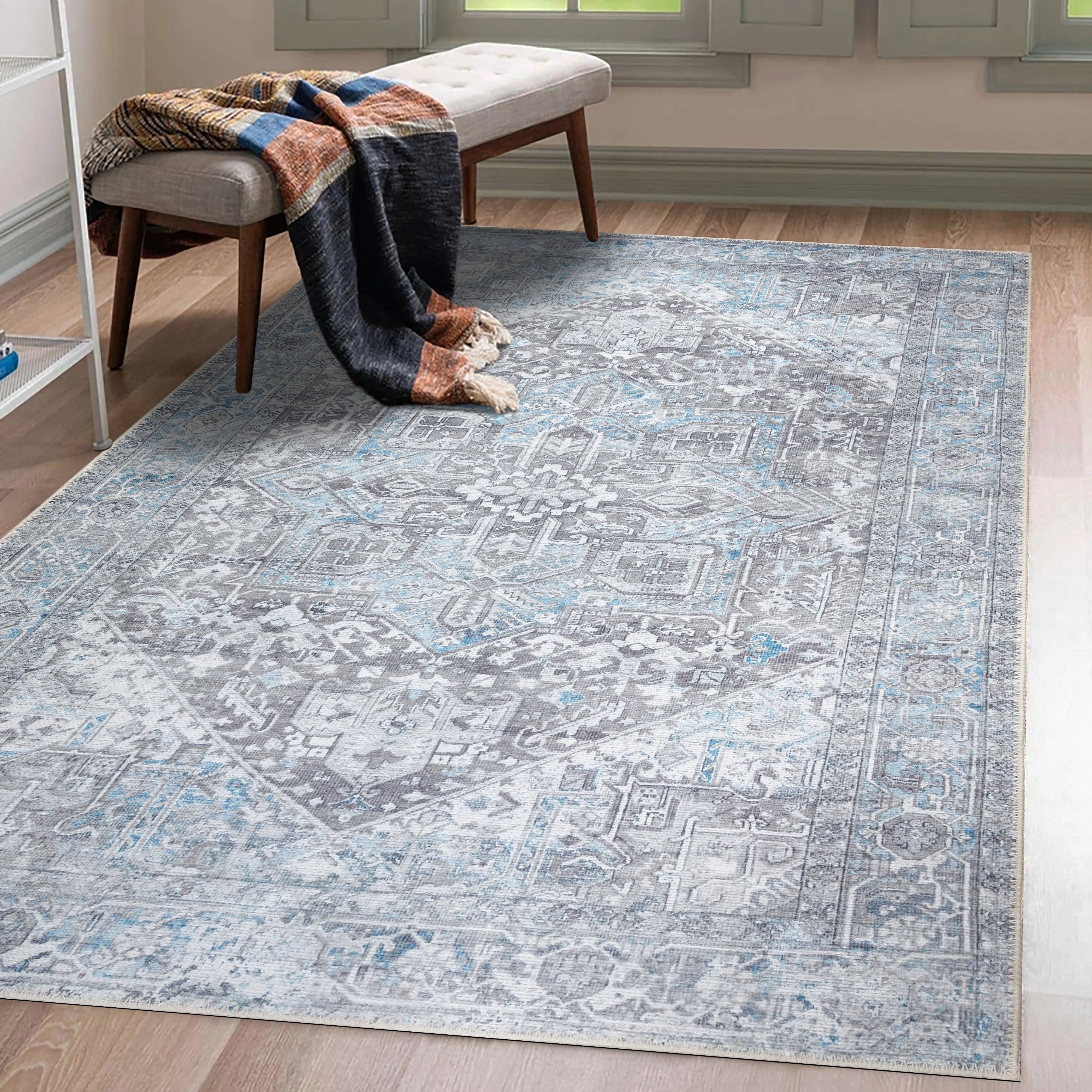 MEMPHIS Nano Technology Rug (Blue/Gray)