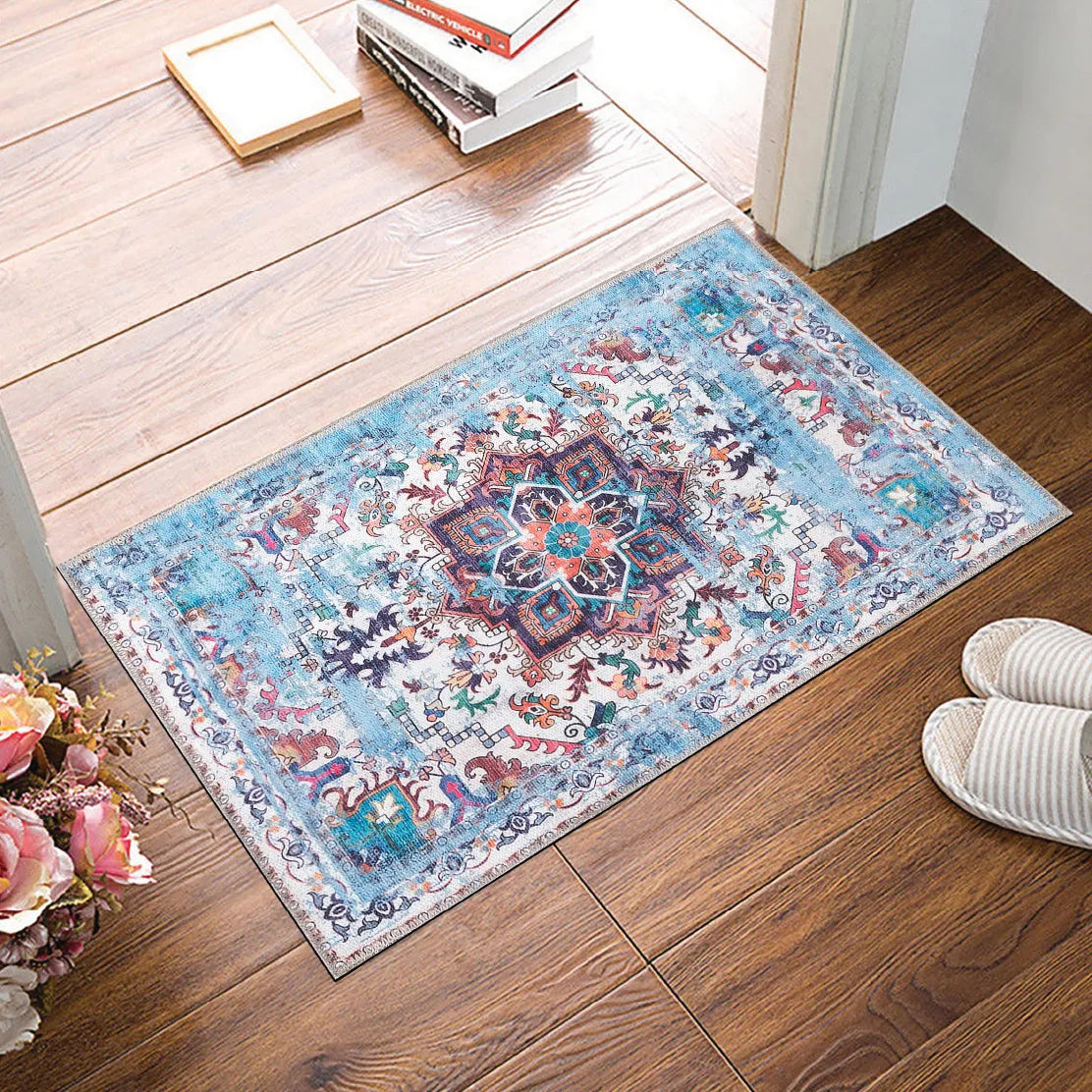 NARLI - Machine Washable Area Rug (Blue/Multicolor)