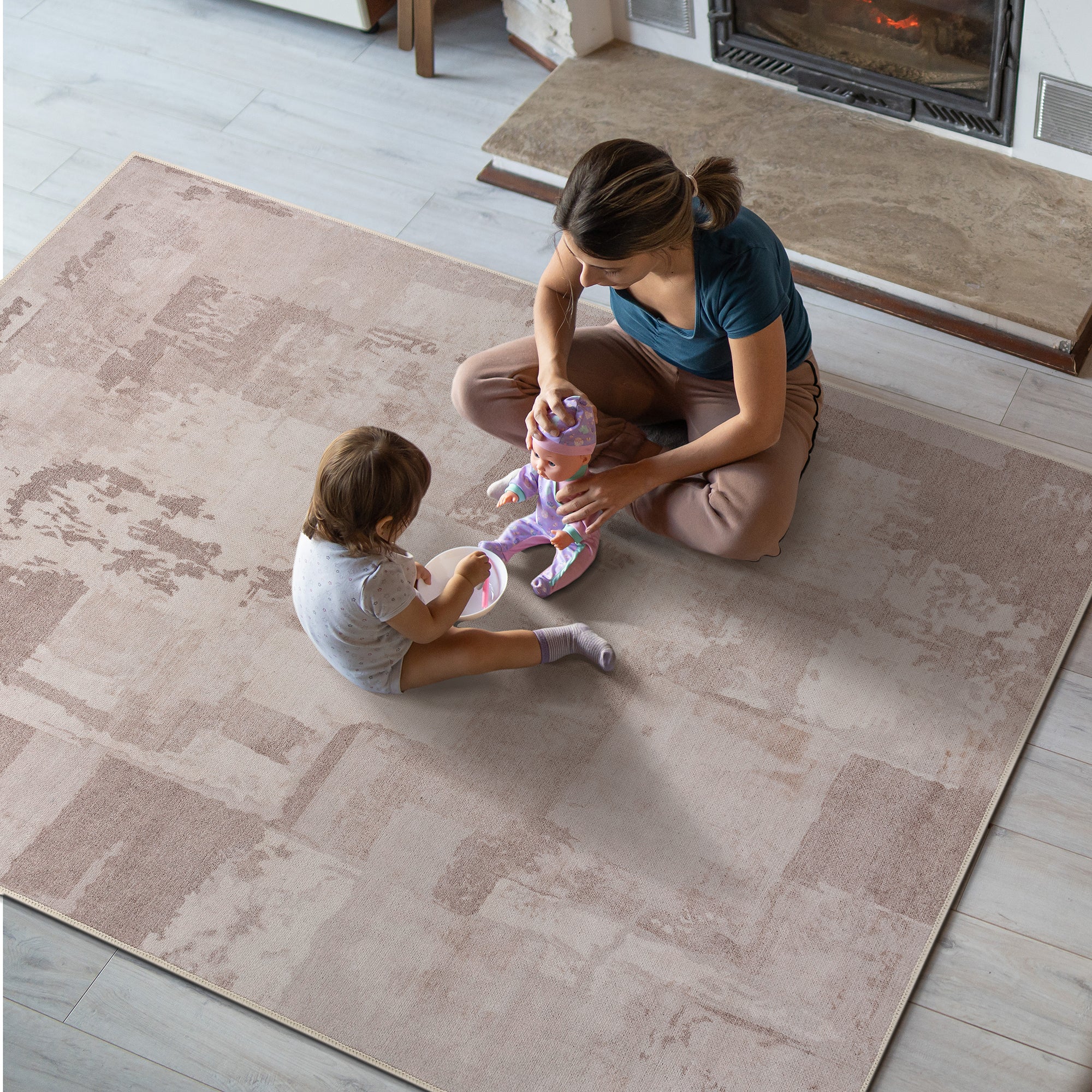 GLN Rugs Troy - Machine Washable Area Rug - Turkish Beige Home Rugs