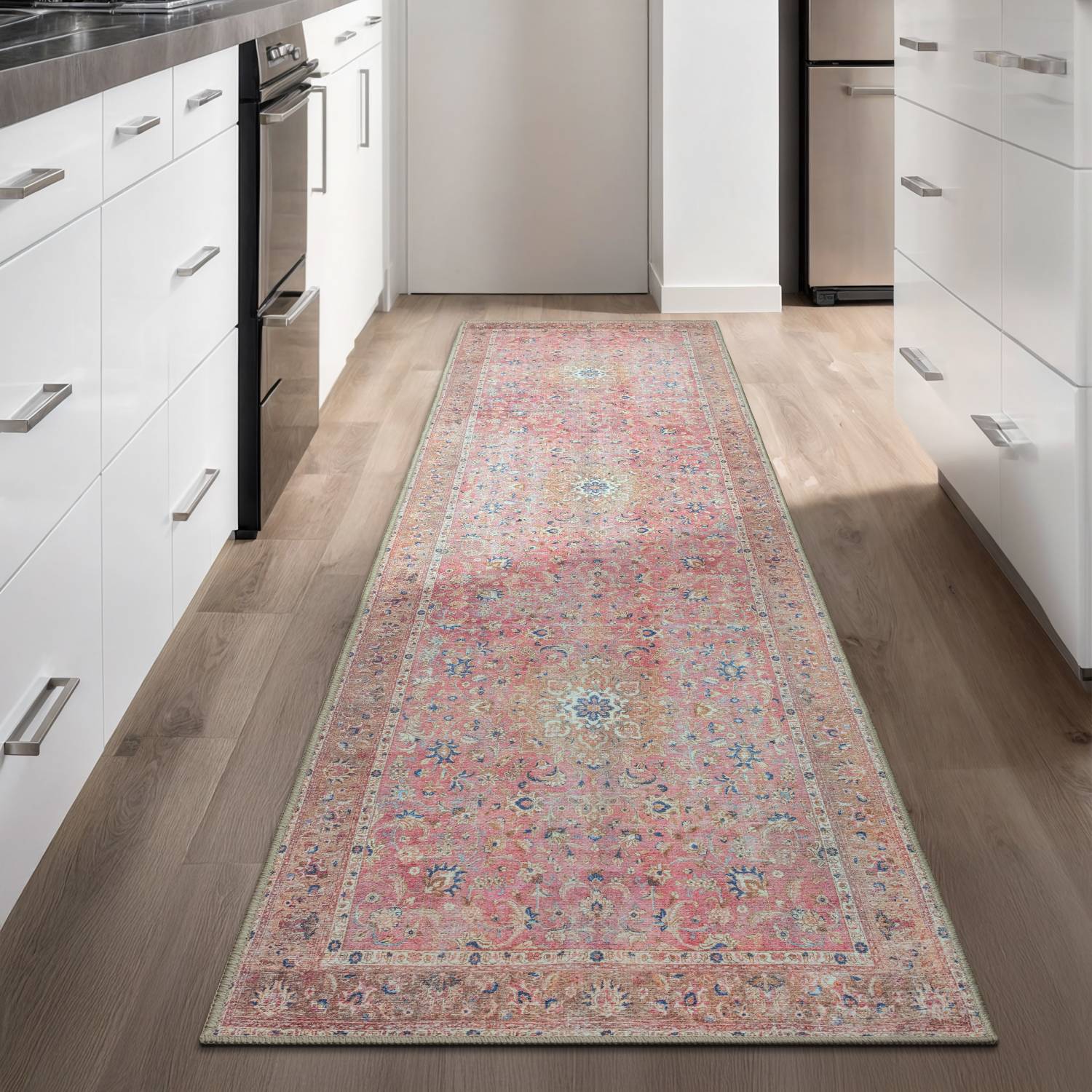 GLN Rugs Camelot - Machine Washable Area Rug - Turkish Pink/Coral Home Rugs