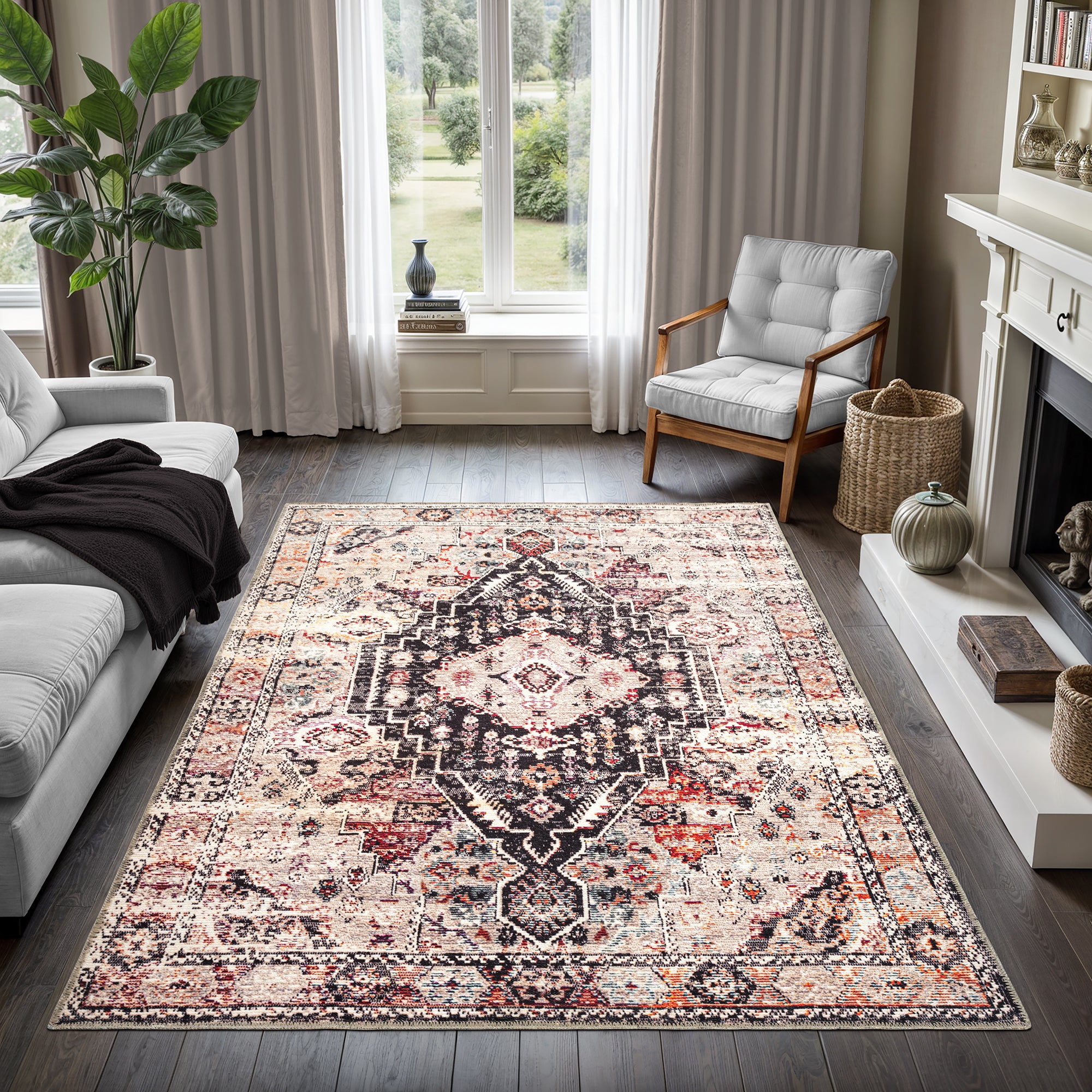 GLN Rugs Oltu - Machine Washable Area Rug - Turkish Terra/Multicolor Home Rugs