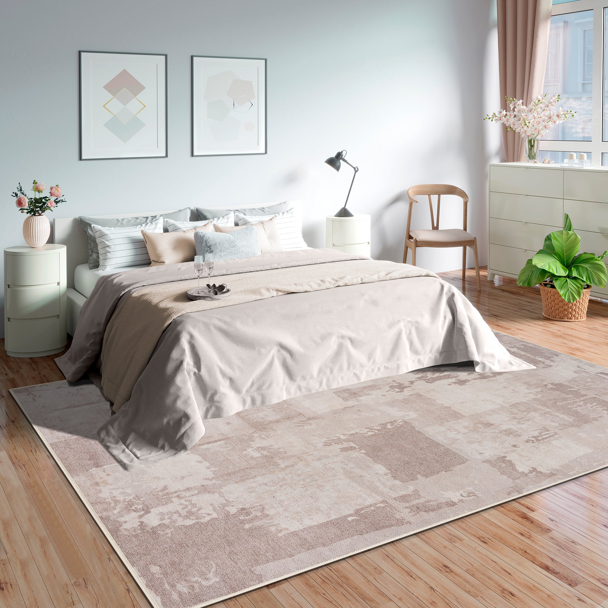 GLN Rugs Troy - Machine Washable Area Rug - Turkish Beige Home Rugs