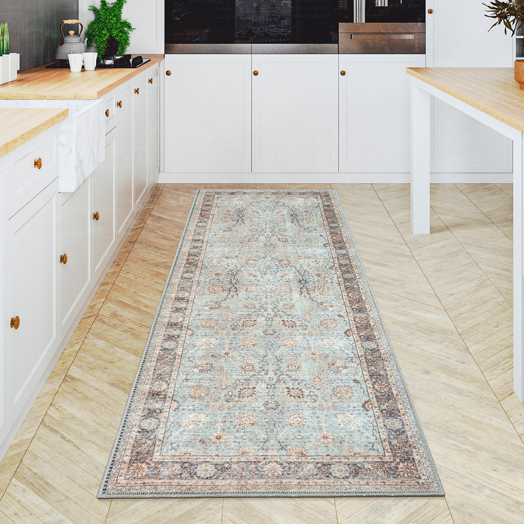GLN Rugs Samarkand - Machine Washable Area Rug - Turkish Light Blue Home Rugs
