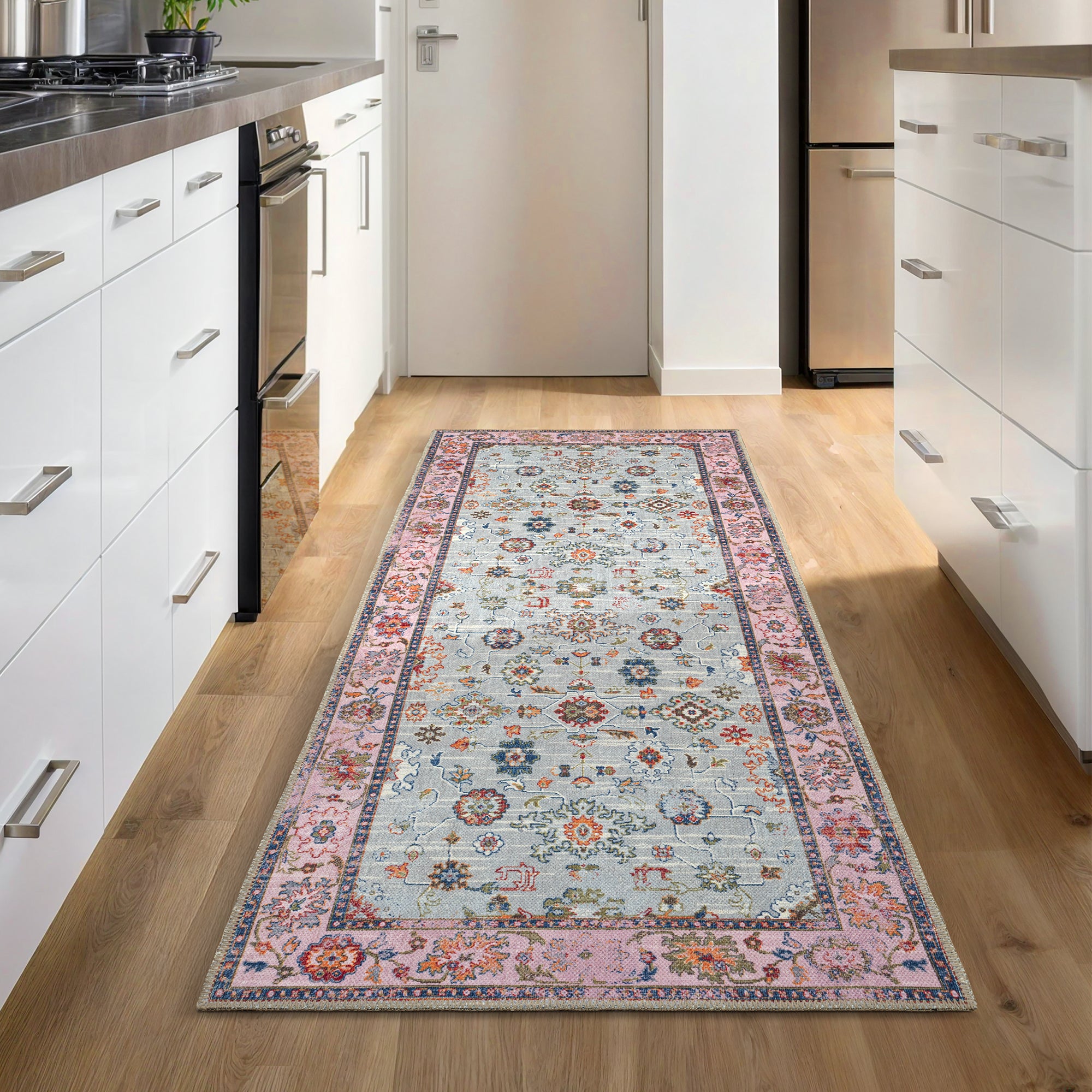 GLN Rugs Ayder - Machine Washable Area Rug - Turkish Pink Home Rugs