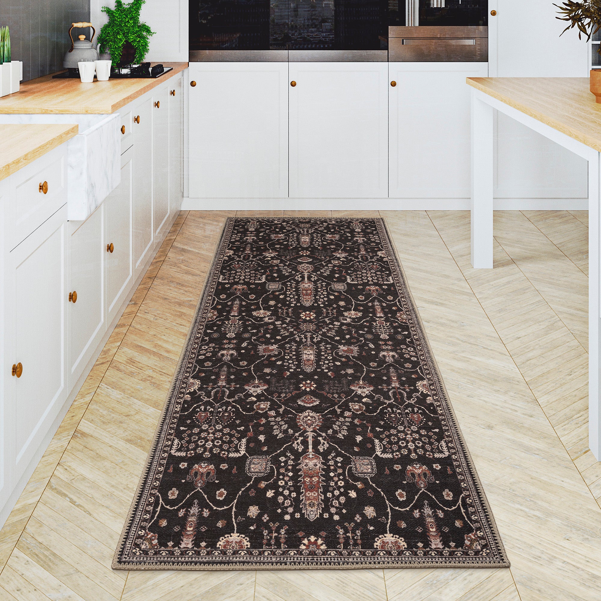 GLN Rugs Sumer - Machine Washable Area Rug - Turkish Black Home Rugs