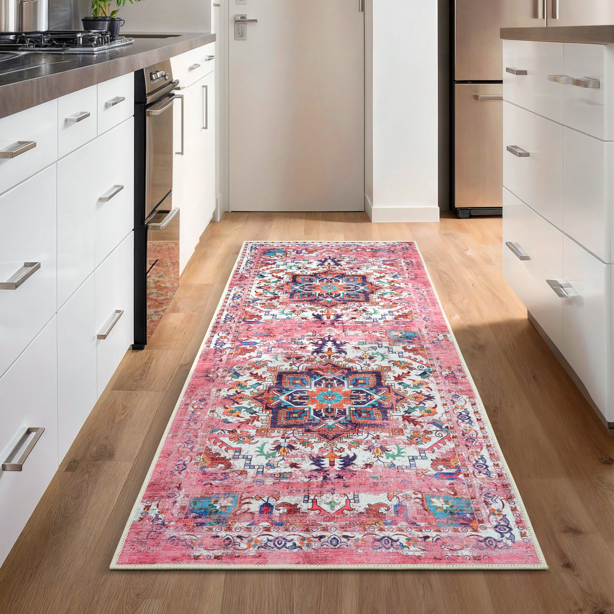 GLN Rugs Serik - Machine Washable Area Rug - Turkish Pink Home Rugs