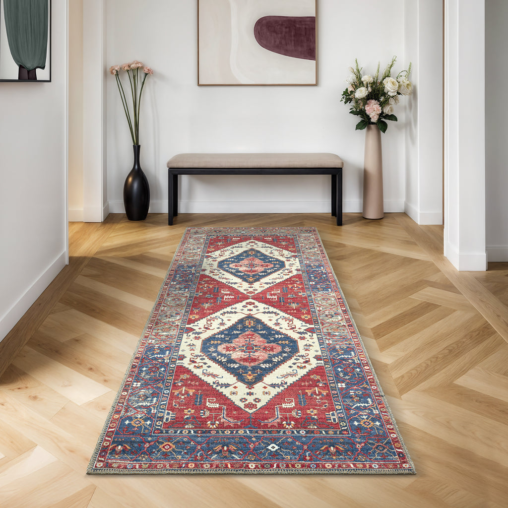 GLN Rugs Salur - Machine Washable Area Rug - Turkish Red Home Rugs