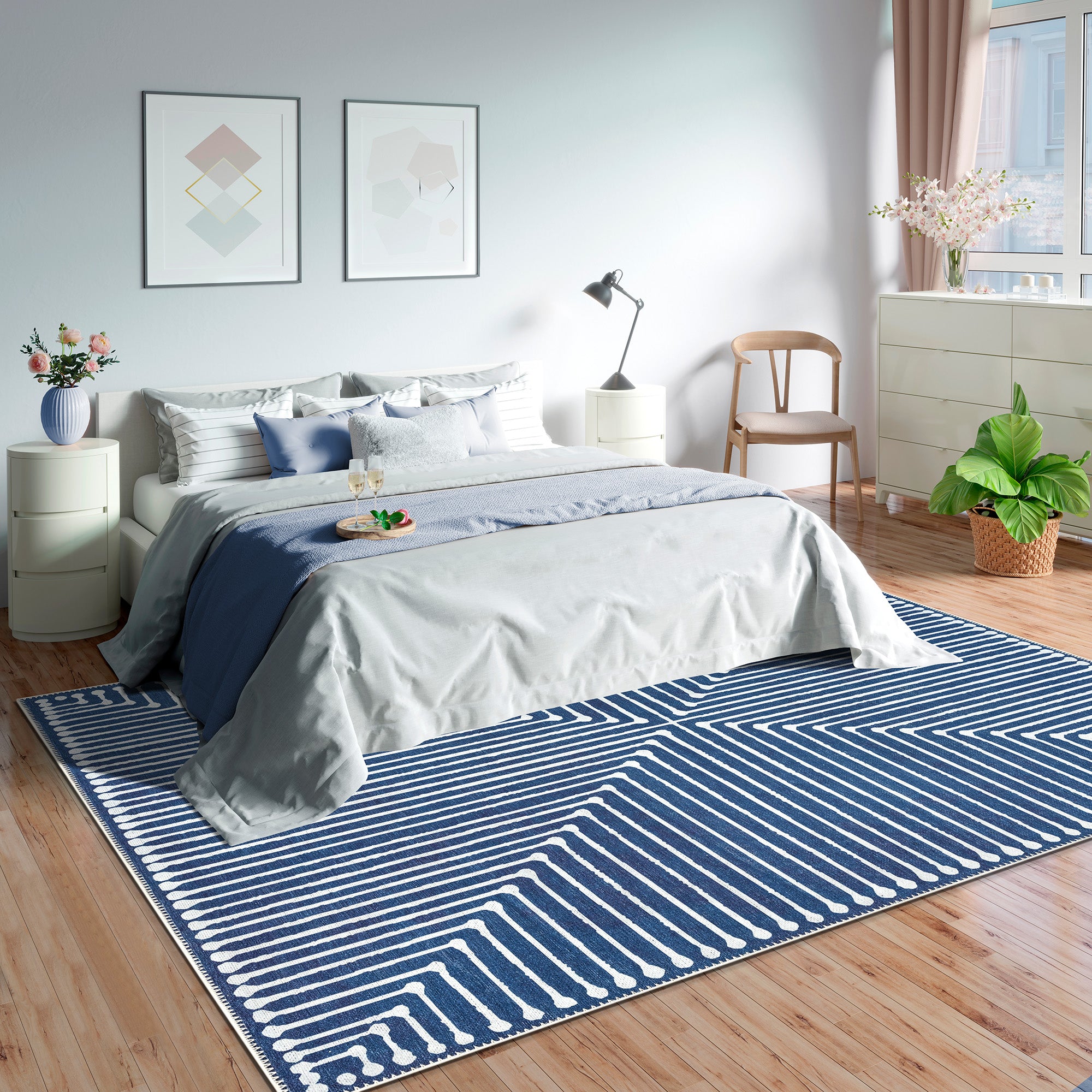 GLN Rugs Assos - Machine Washable Area Rug - Turkish Blue Home Rugs