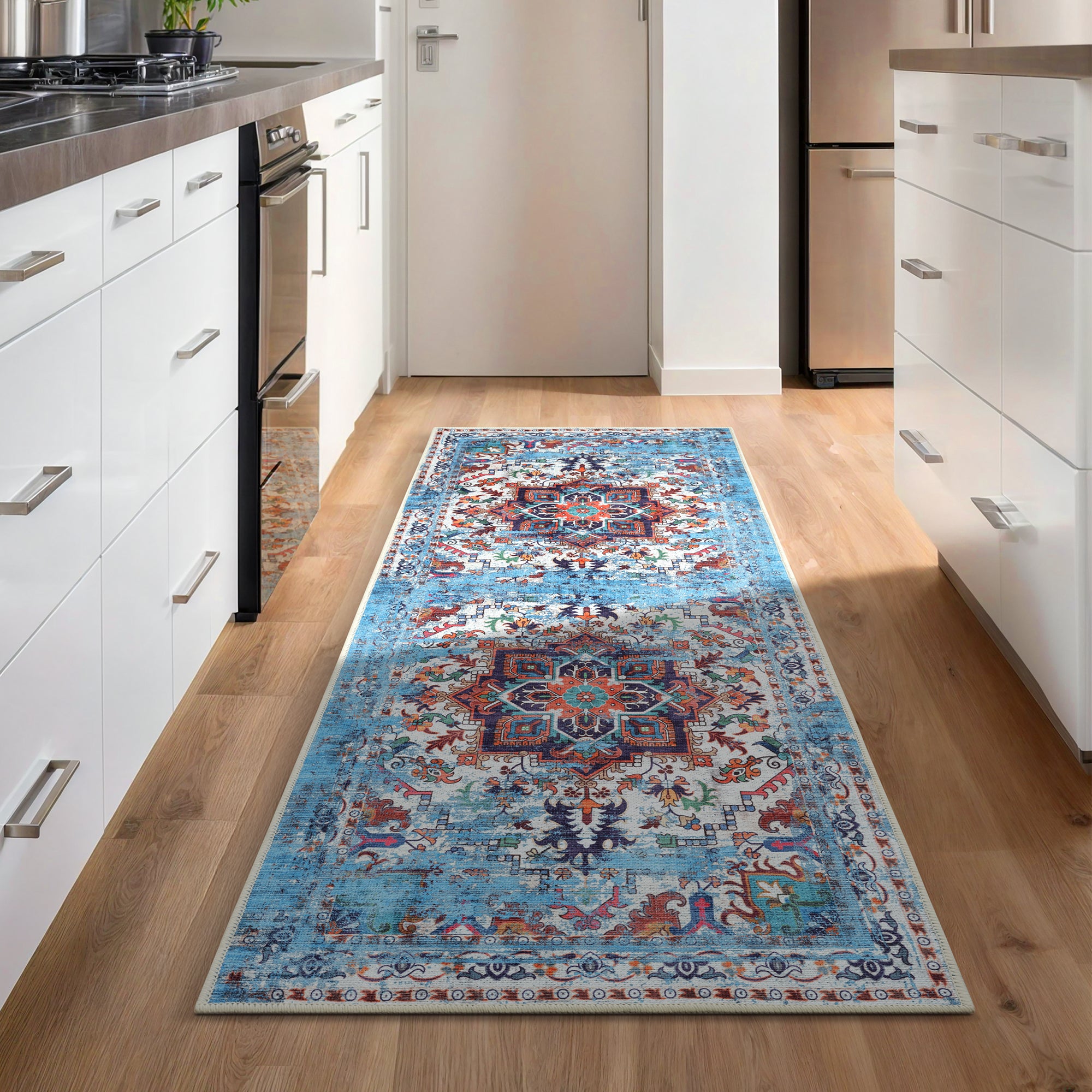 GLN Rugs Narli - Machine Washable Area Rug - Turkish Blue Home Rugs