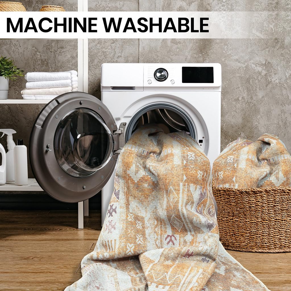 GLN Rugs Thebes - Machine Washable Area Rug - Turkish Yellow/Gray Home Rugs