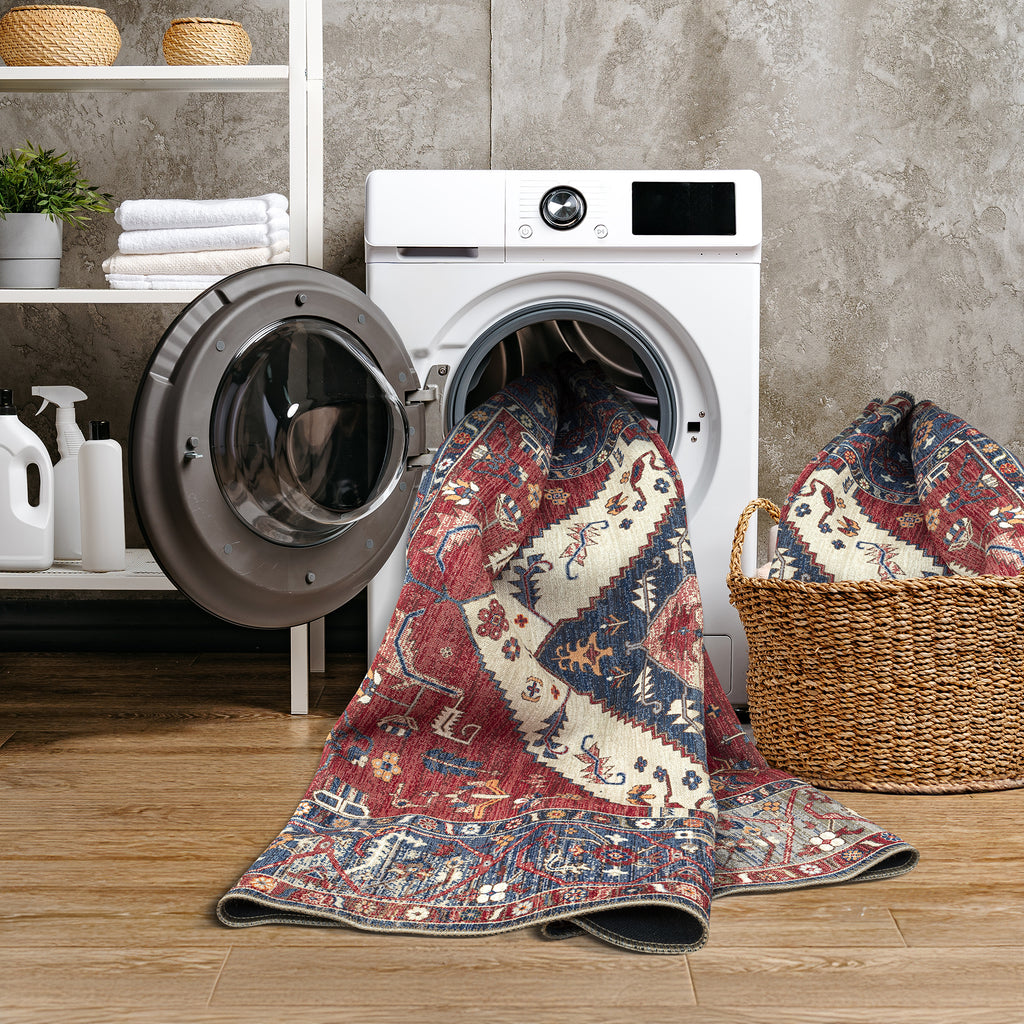 GLN Rugs Salur - Machine Washable Area Rug - Turkish Red Home Rugs