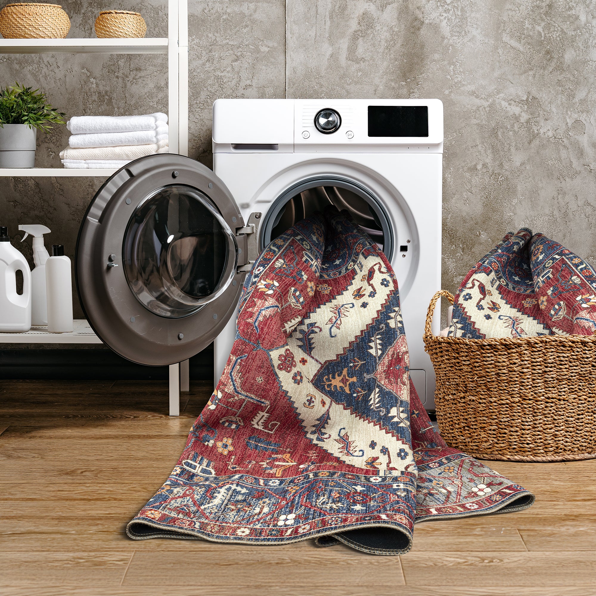 GLN Rugs Salur - Machine Washable Area Rug - Turkish Red Home Rugs