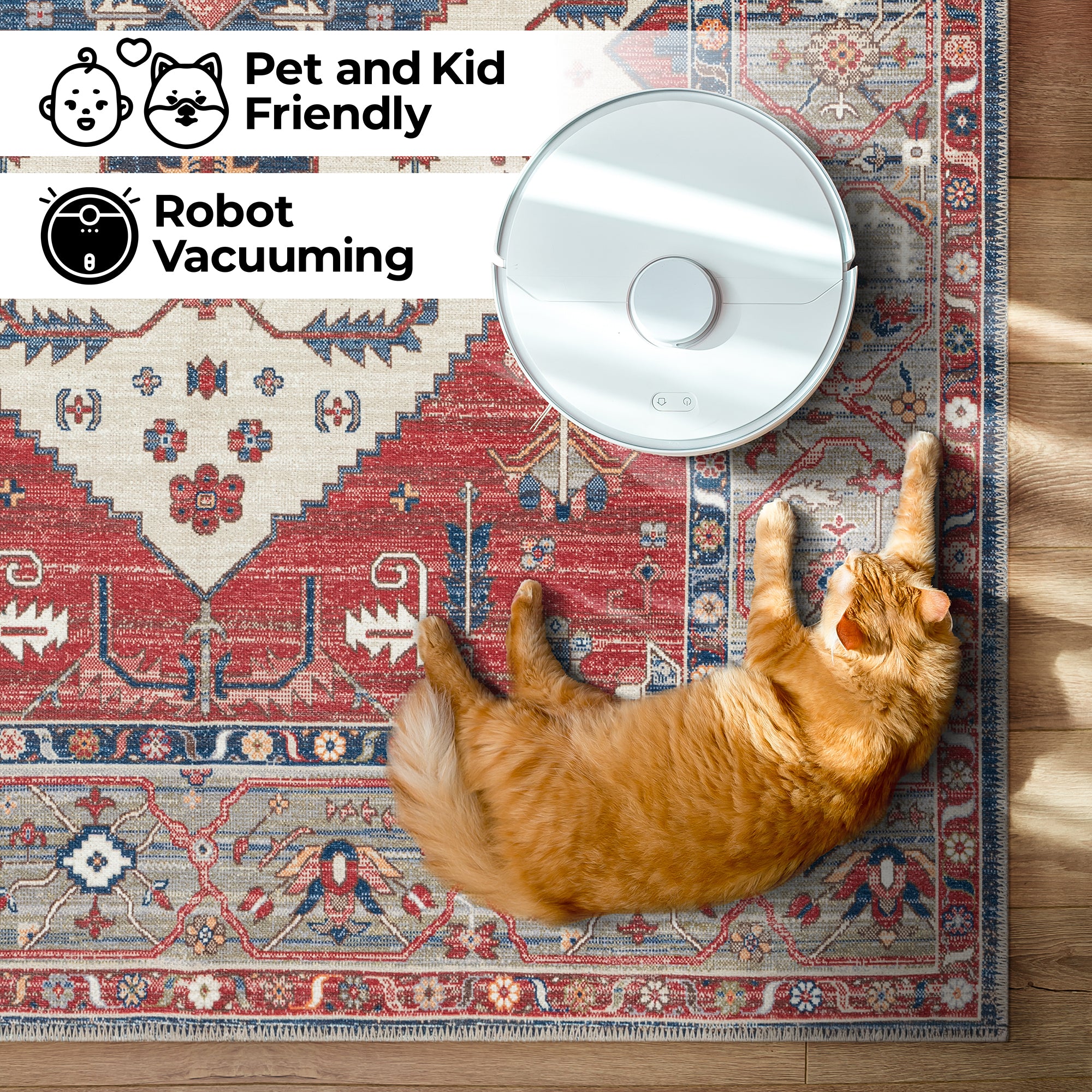 GLN Rugs Salur - Machine Washable Area Rug - Turkish Red Home Rugs