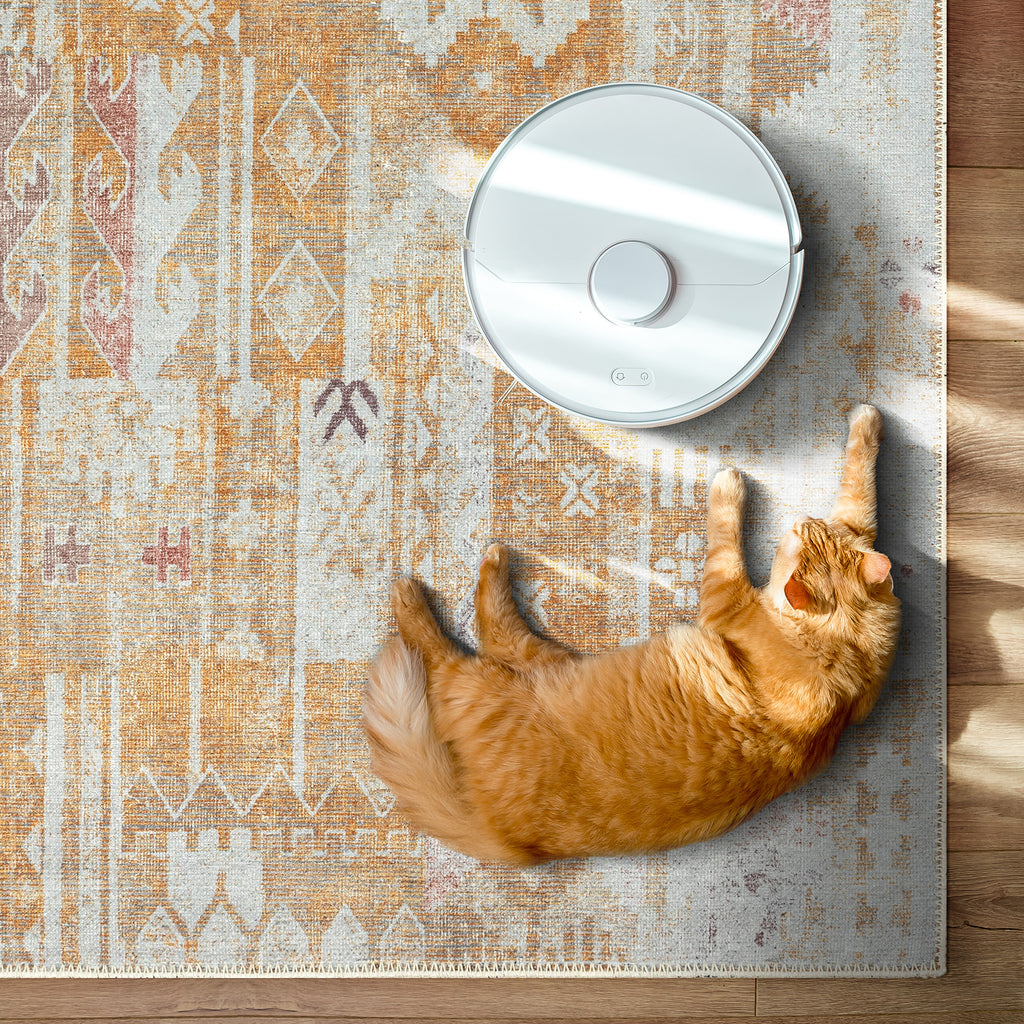 GLN Rugs Thebes - Machine Washable Area Rug - Turkish Yellow/Gray Home Rugs